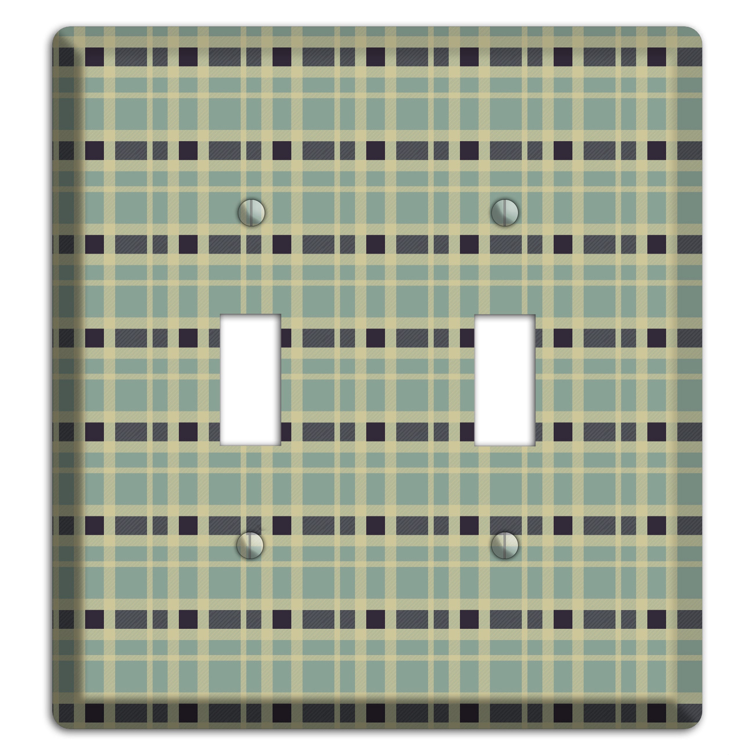Sage and Black Plaid 2 Toggle Wallplate