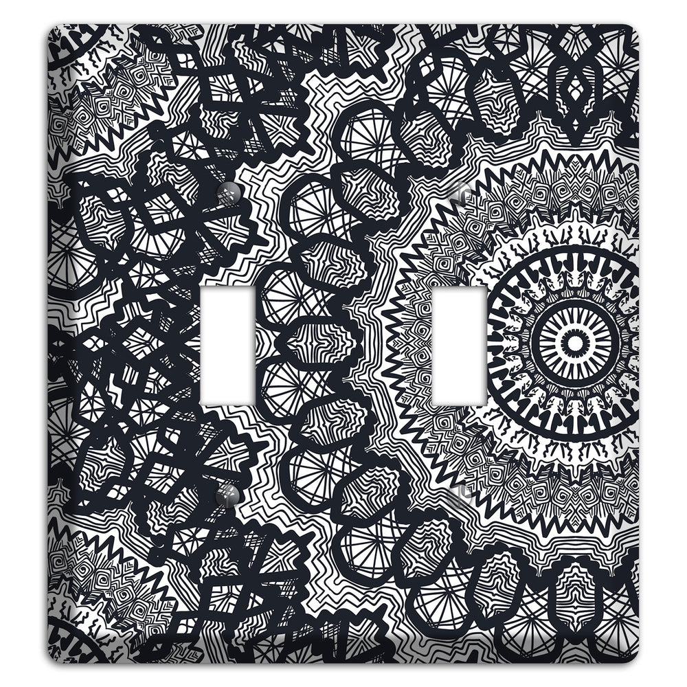 Mandala Black and White Style T Cover Plates 2 Toggle Wallplate
