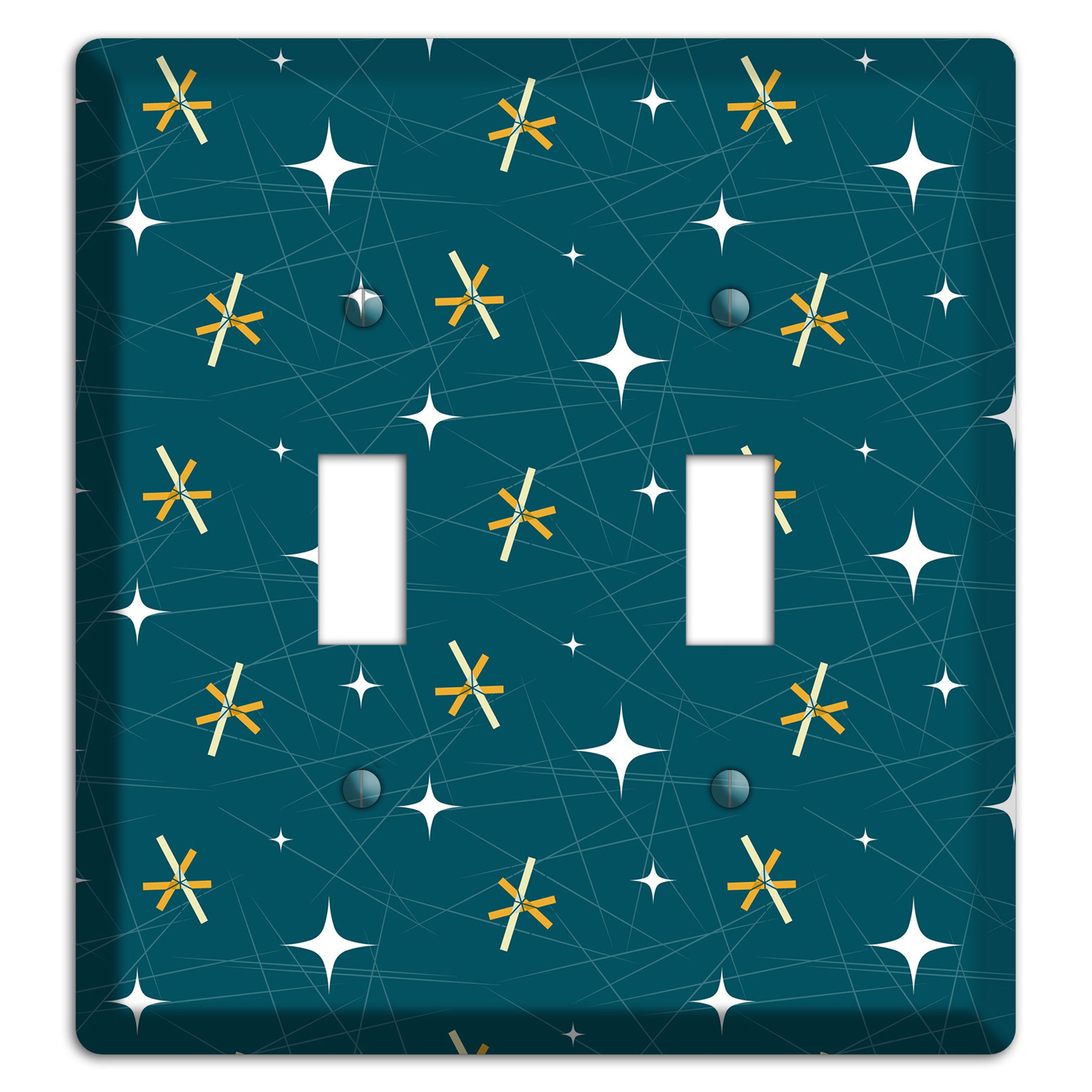 Navy Mid-Century Atomic 2 Toggle Wallplate