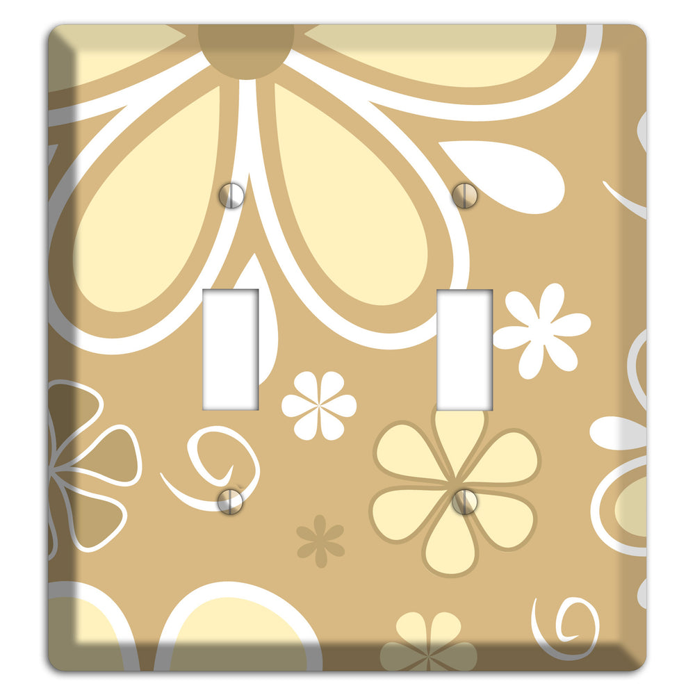 Beige Retro Flowers 2 Toggle Wallplate