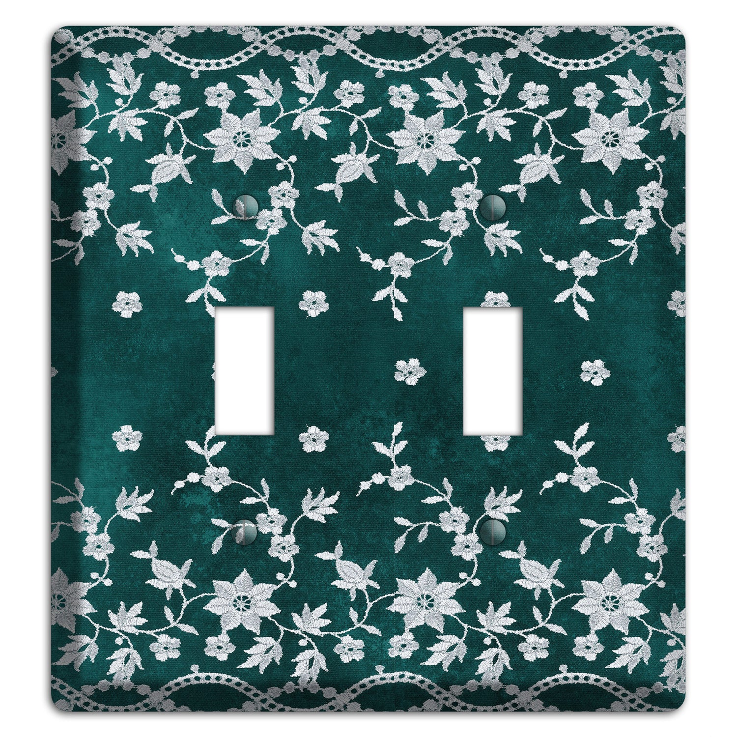 Embroidered Floral Teal 2 Toggle Wallplate