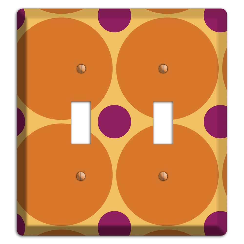Orange with Umber and Plum Multi Tiled Large Dots 2 Toggle Wallplate