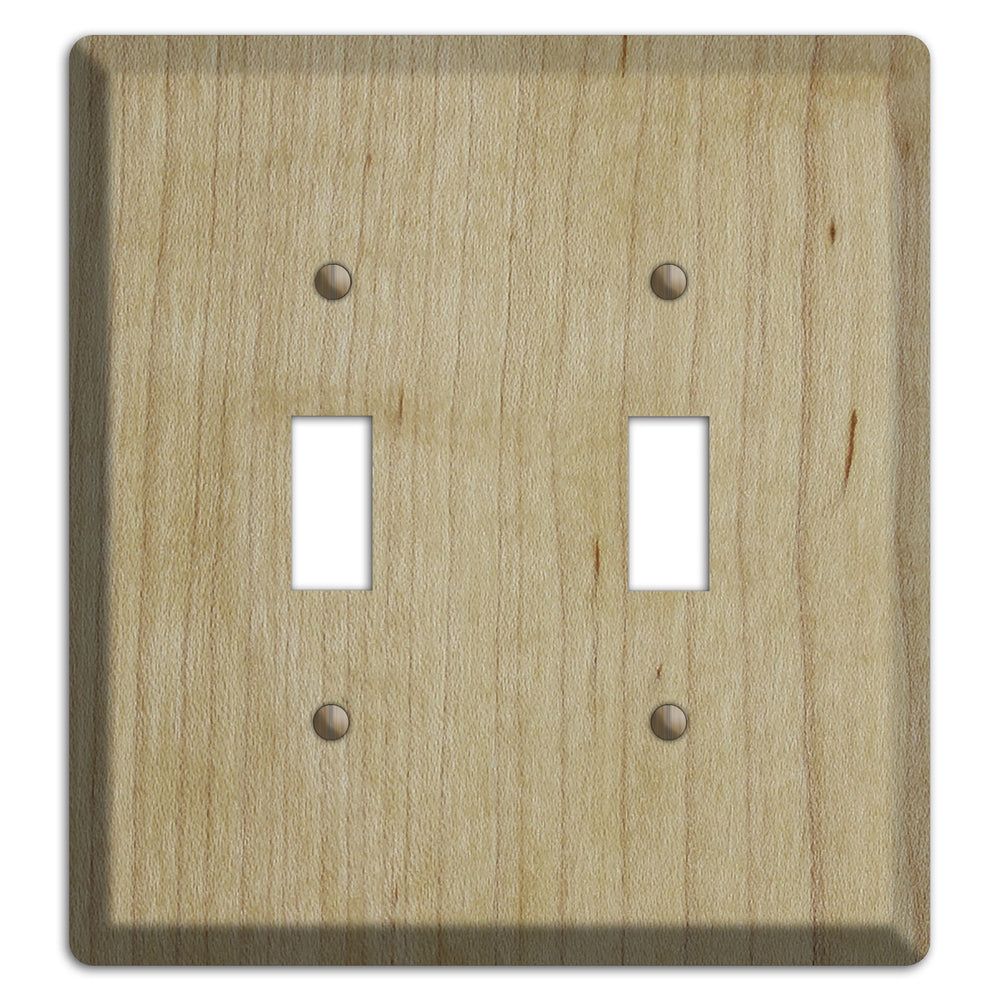 Unfinished Maple Wood Double Toggle Switchplate