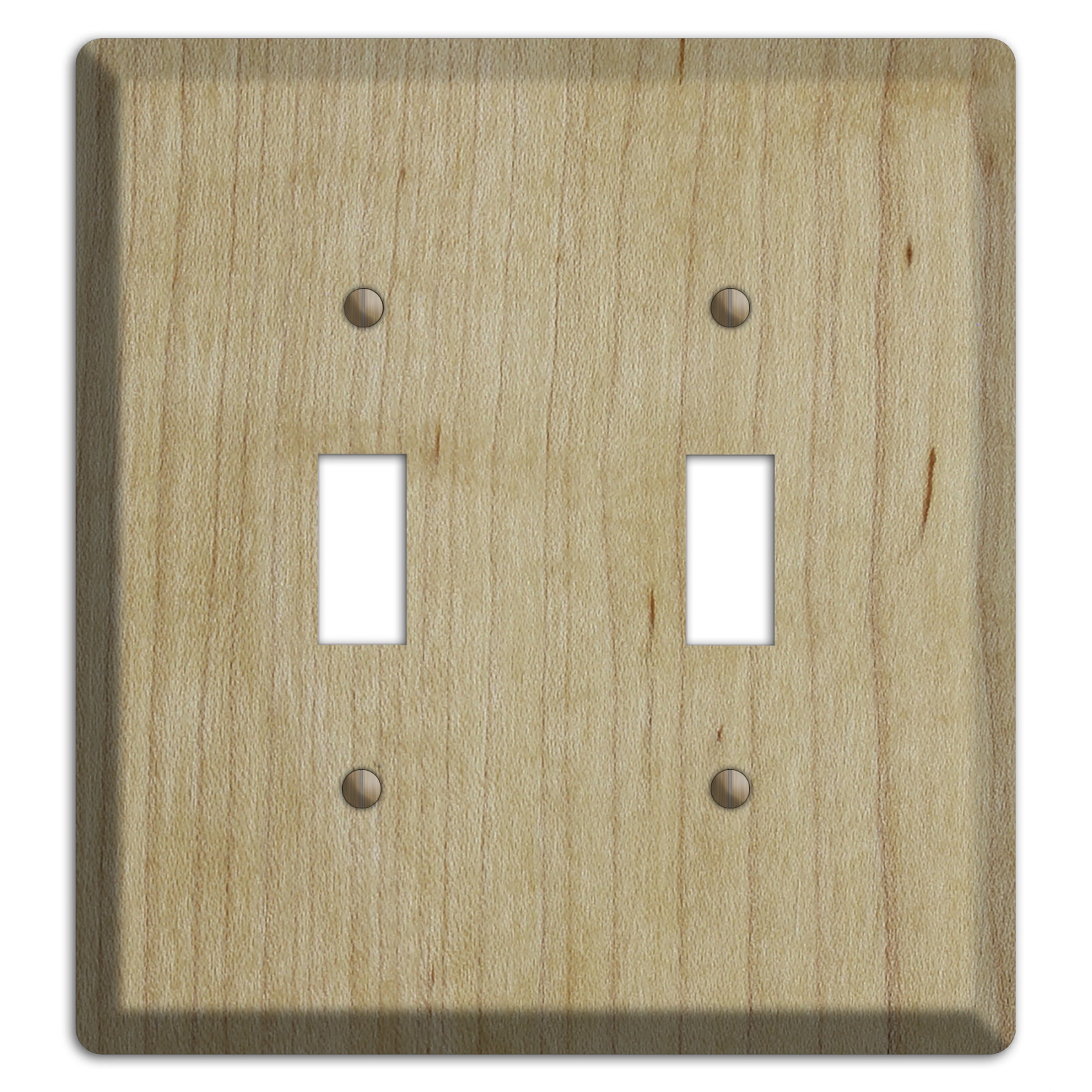 Unfinished Maple Wood Double Toggle Switchplate