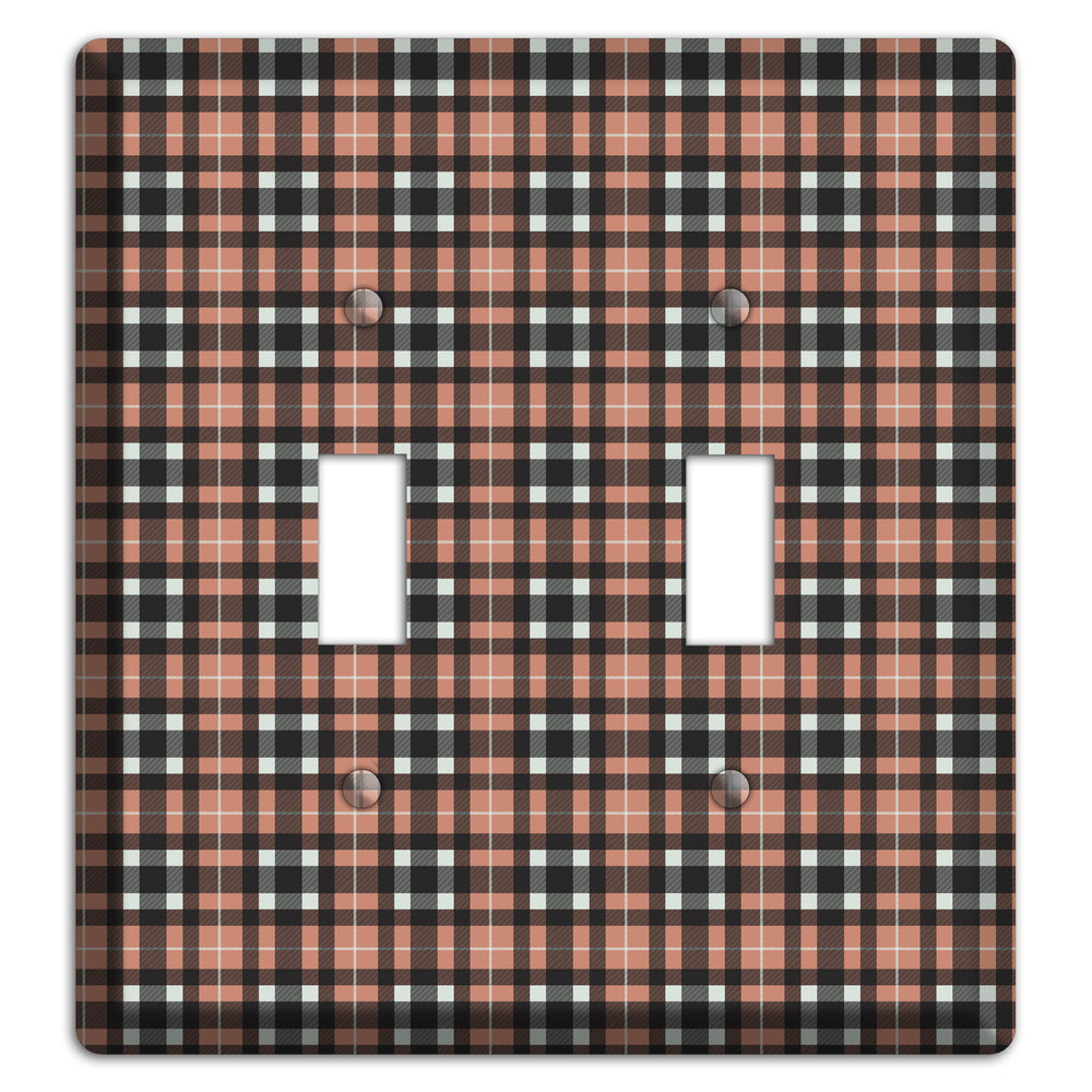 Light Brown Plaid 2 Toggle Wallplate