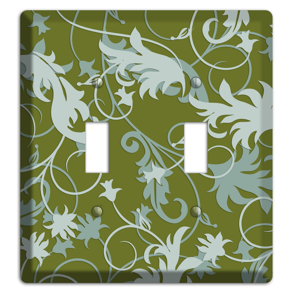 Green and Beige Victorian Sprig 2 Toggle Wallplate