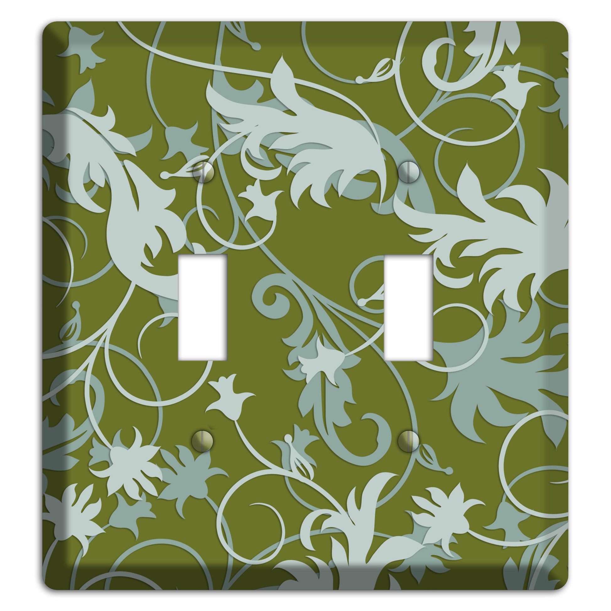 Green and Beige Victorian Sprig 2 Toggle Wallplate