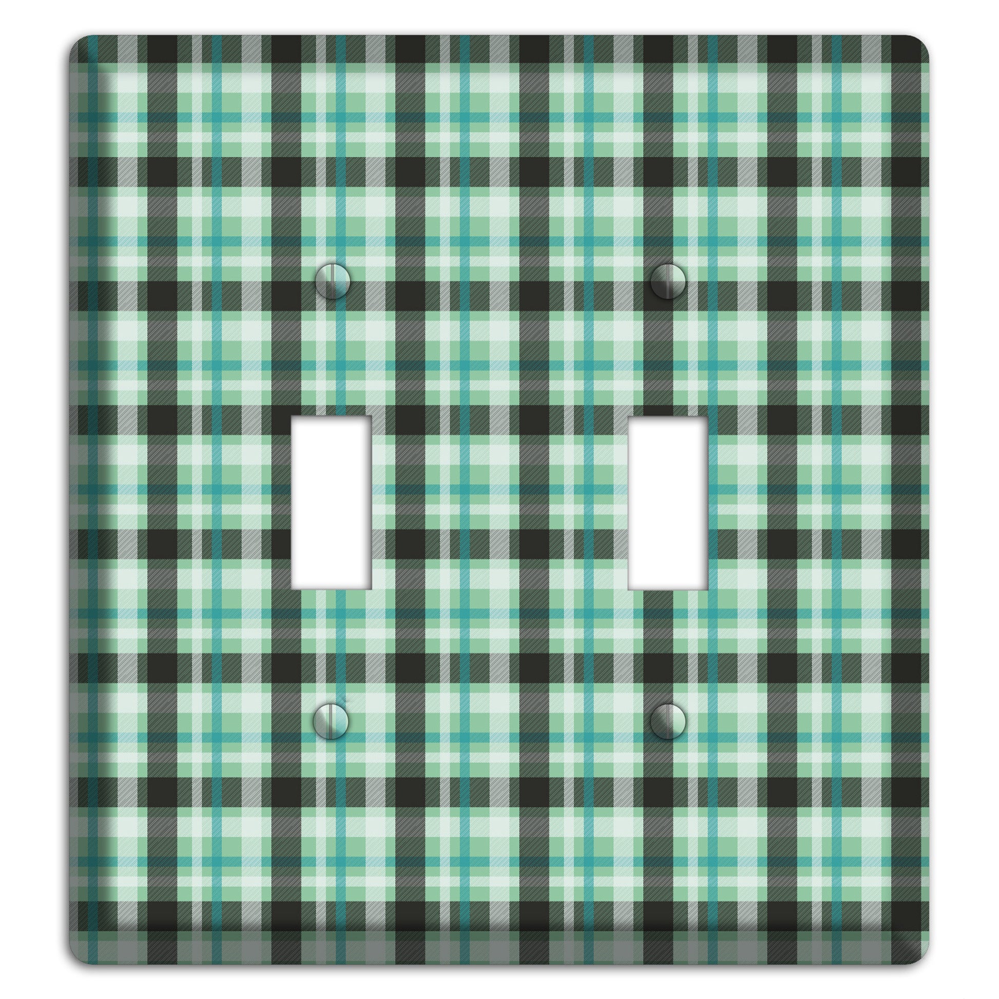 Multi Green Plaid 2 Toggle Wallplate