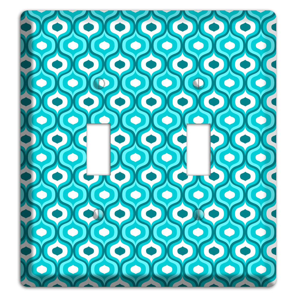Multi Turquoise Double Scallop 2 Toggle Wallplate