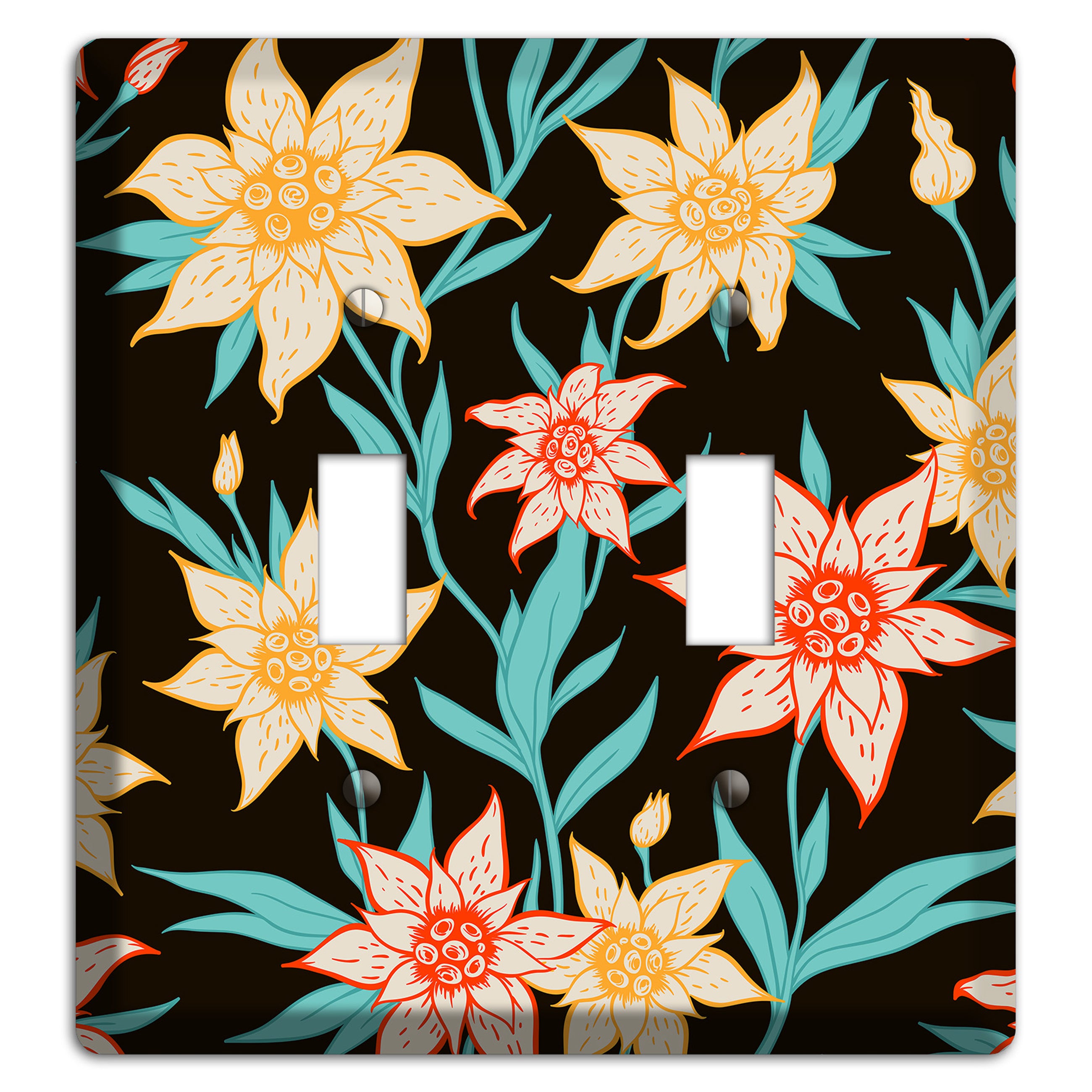 Hand Drawn Flowers Style B 2 Toggle Wallplate