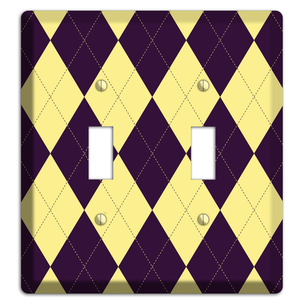 Yellow and Black Argyle 2 Toggle Wallplate