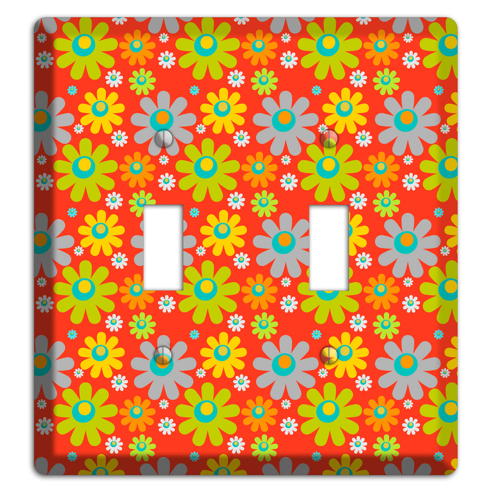 Orange and Yellow Flower Power 2 Toggle Wallplate
