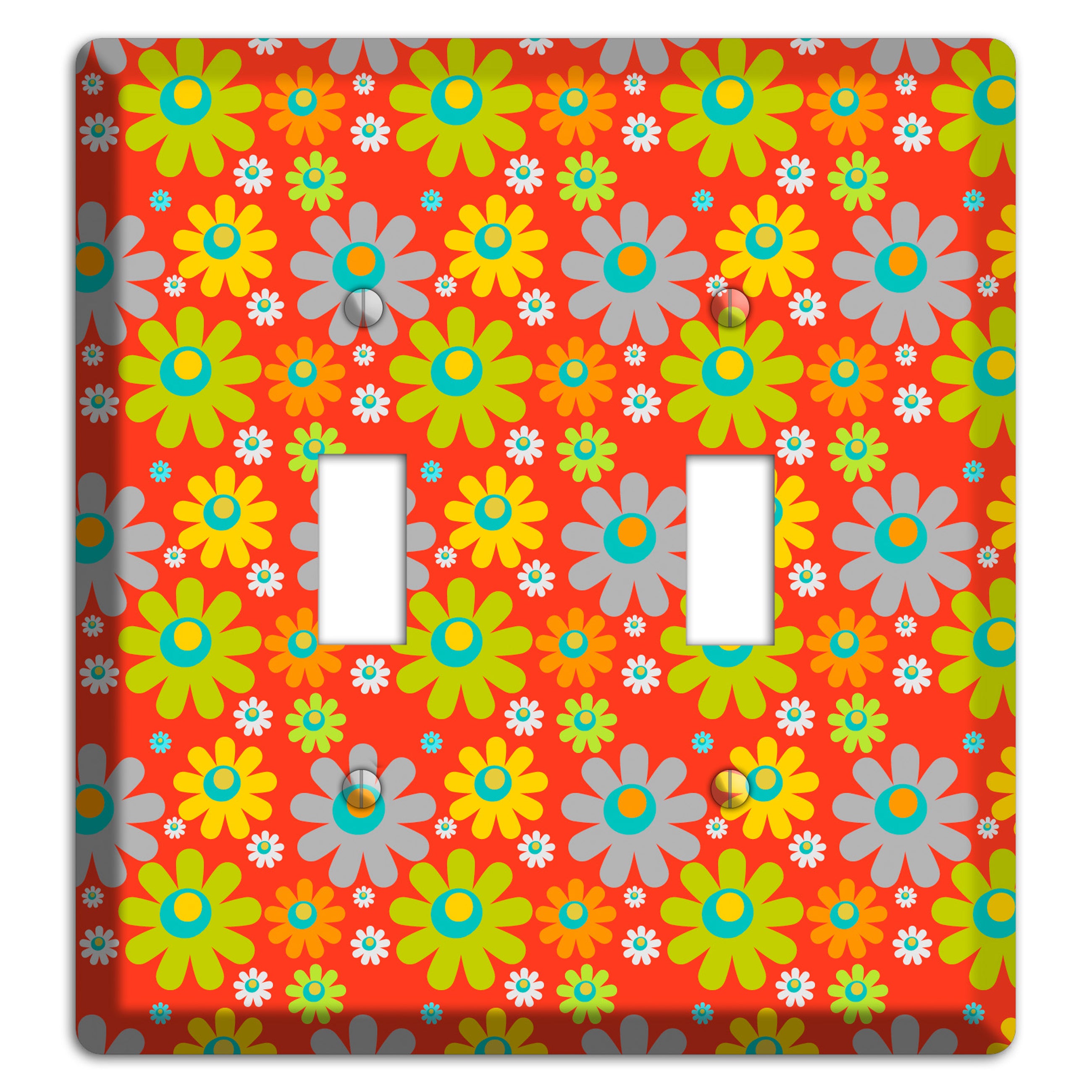 Orange and Yellow Flower Power 2 Toggle Wallplate
