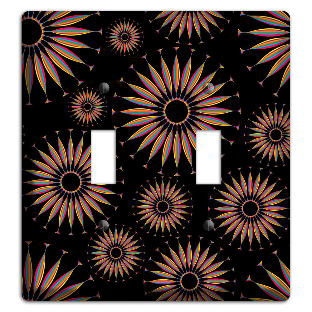 Black with Multi Suzani 2 Toggle Wallplate