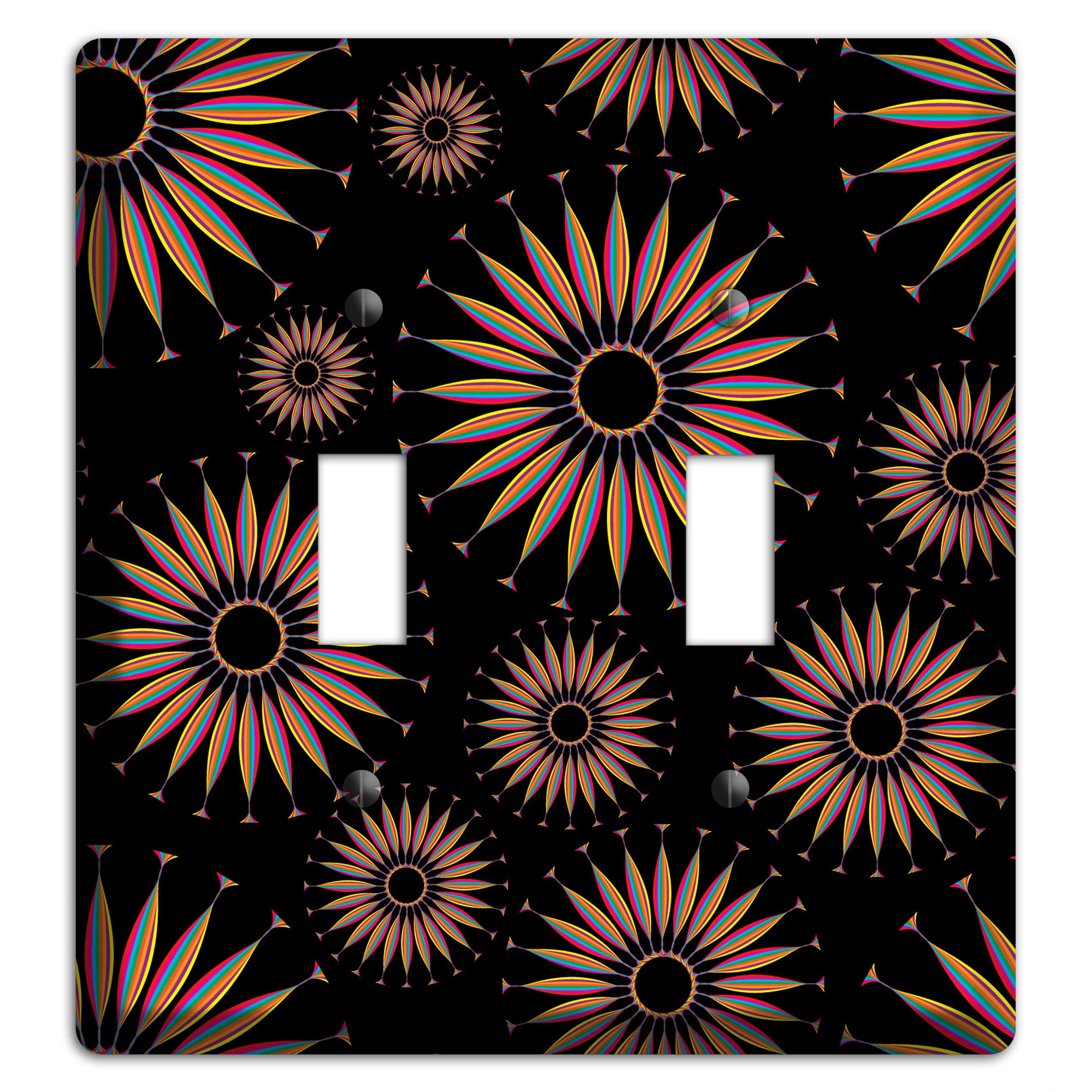 Black with Multi Suzani 2 Toggle Wallplate