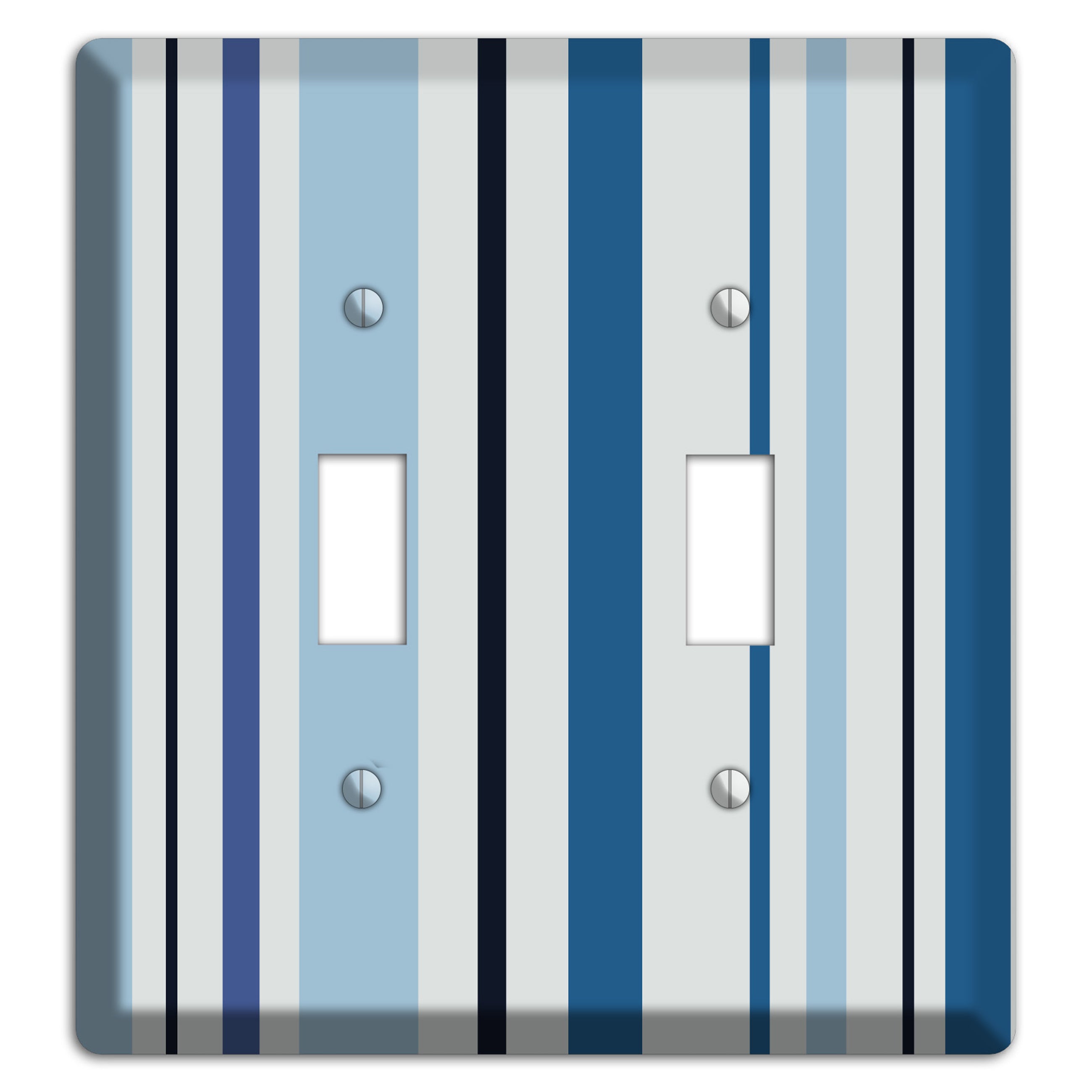 Multi White and Blue Vertical Stripe 2 Toggle Wallplate