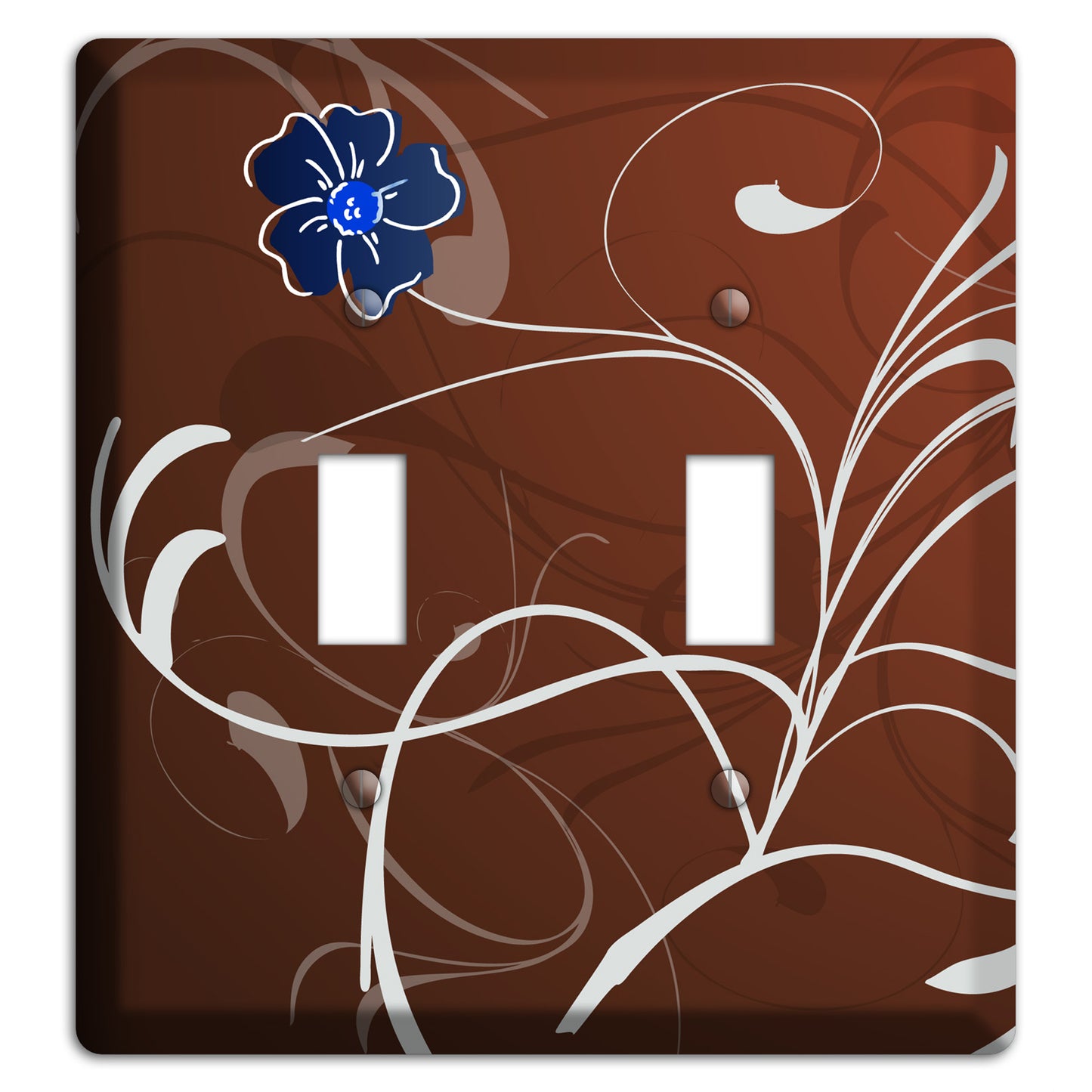 Brown Flower with Swirl 2 Toggle Wallplate