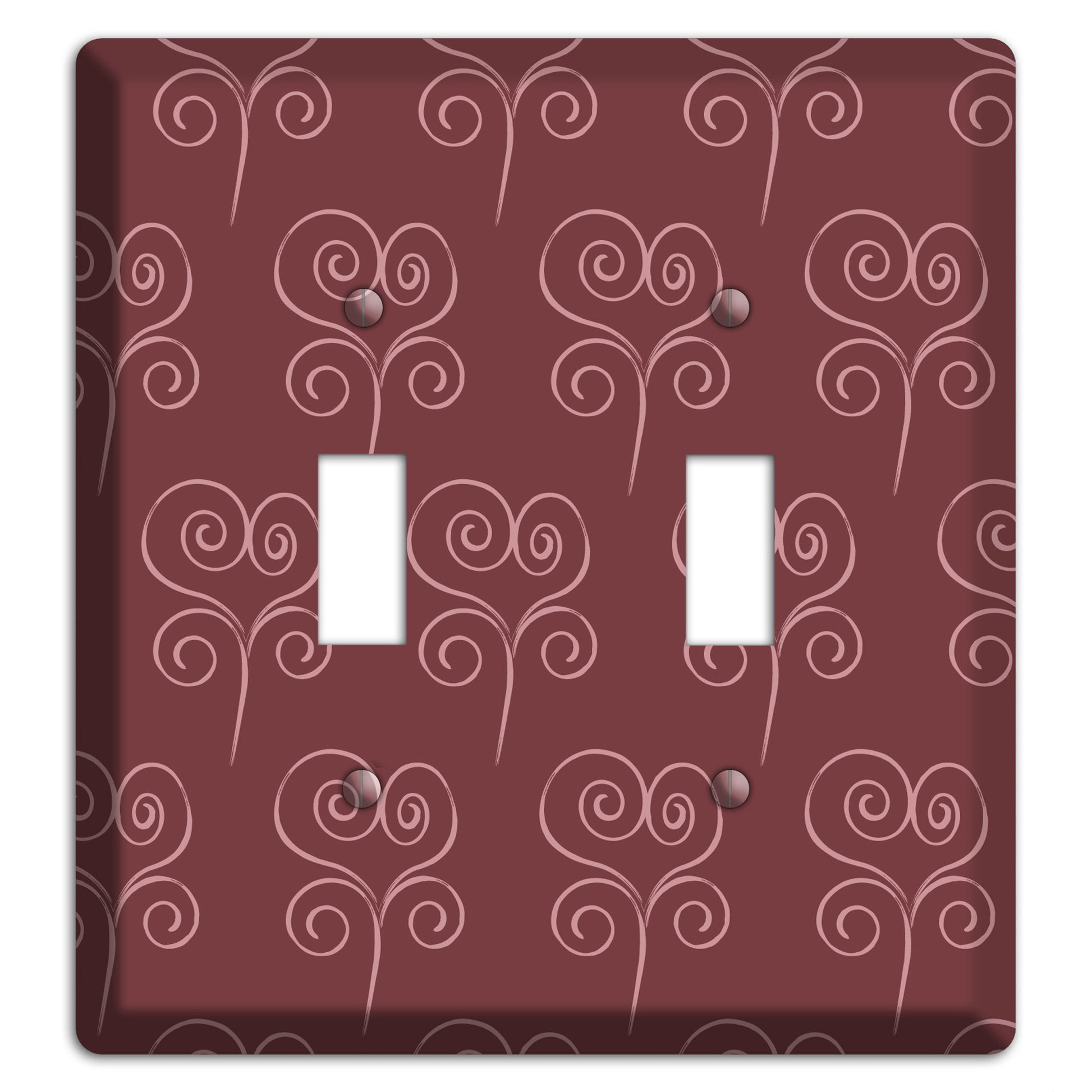 Maroon Scroll Heart 2 Toggle Wallplate