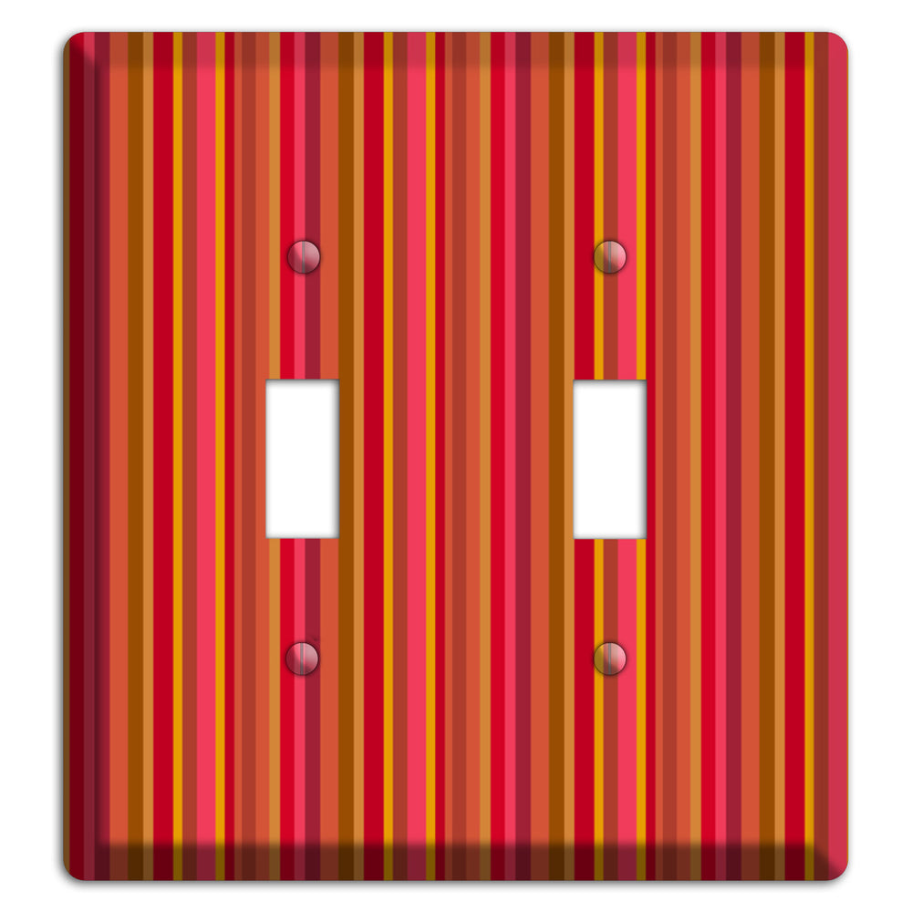 Multi Red Vertical Stripes 2 Toggle Wallplate