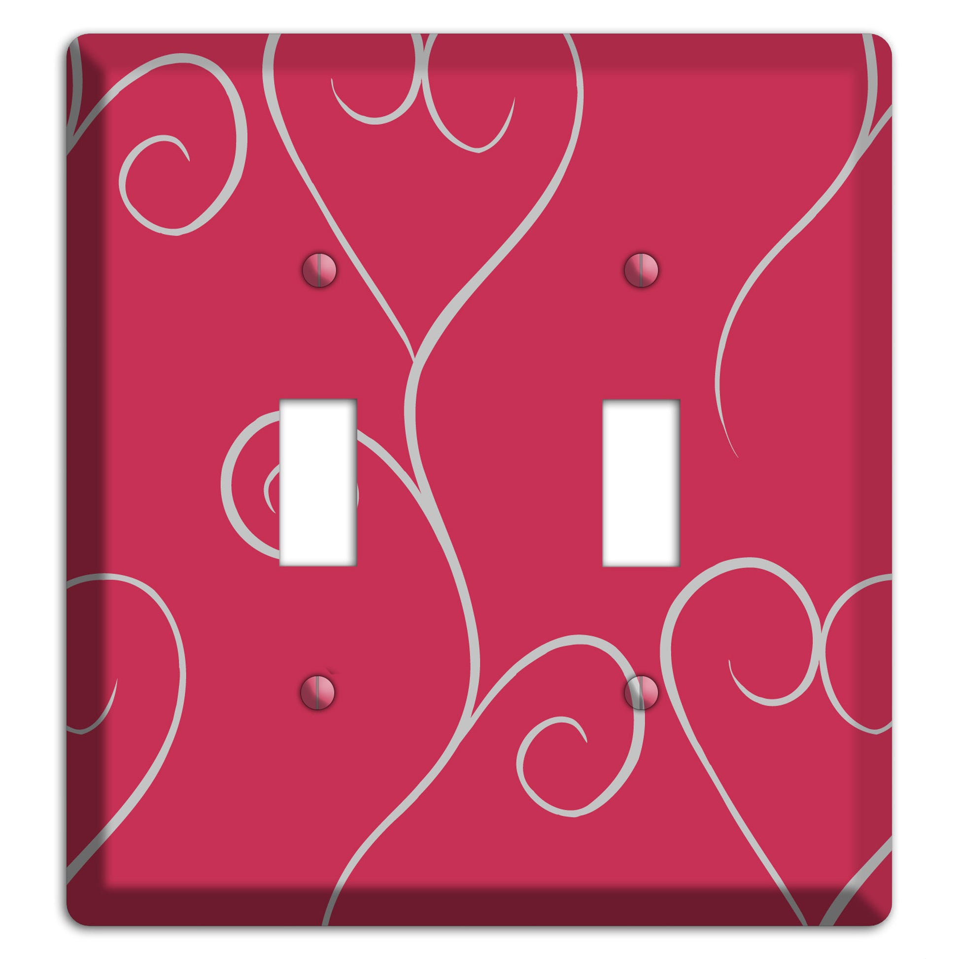 Fuschia Scroll Heart 2 Toggle Wallplate