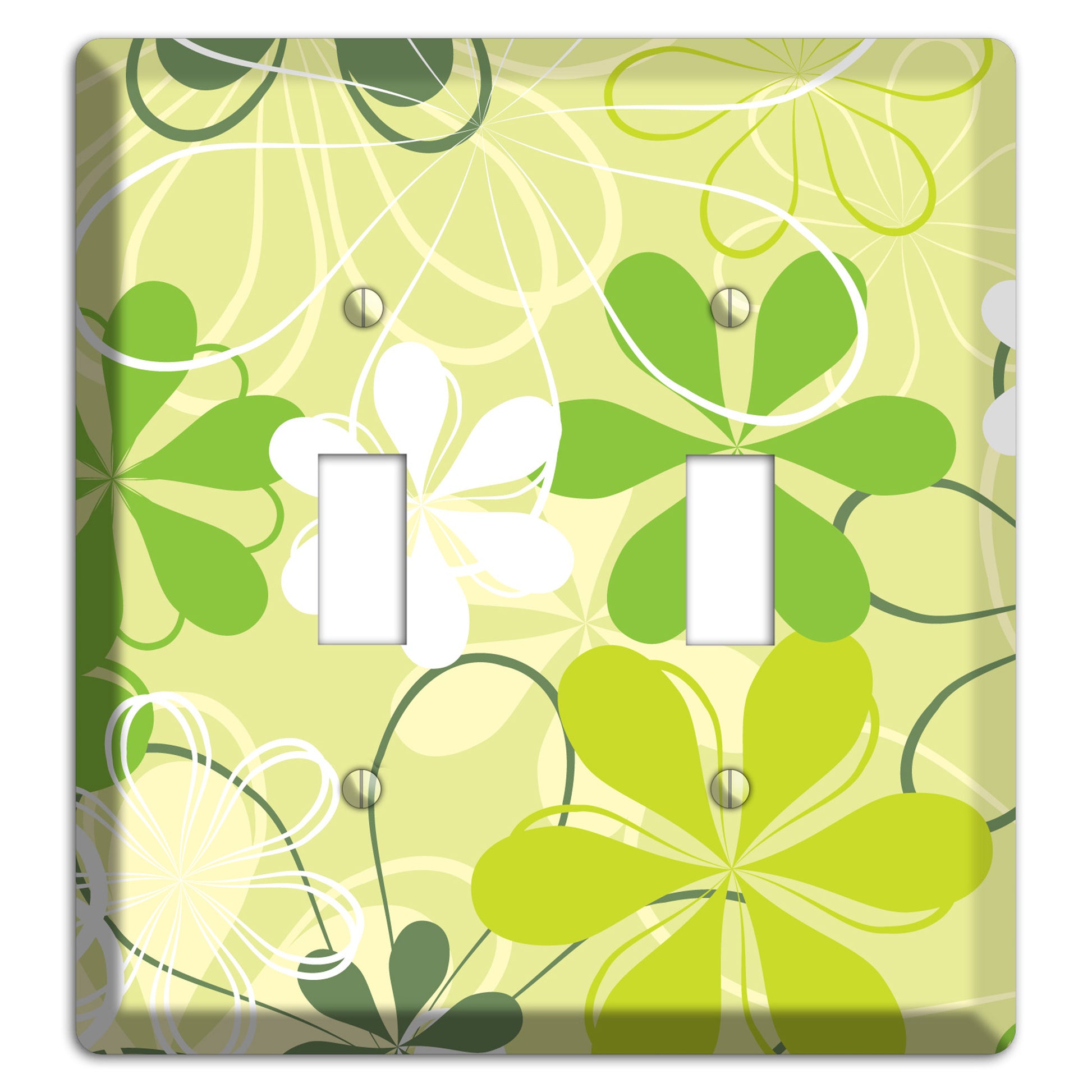 Green Retro Flowers 2 Toggle Wallplate