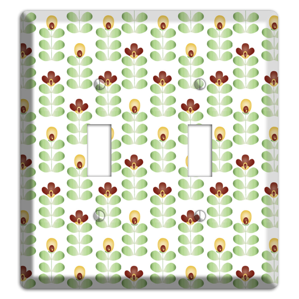 Light Green Deco Floral Half Drop 2 Toggle Wallplate