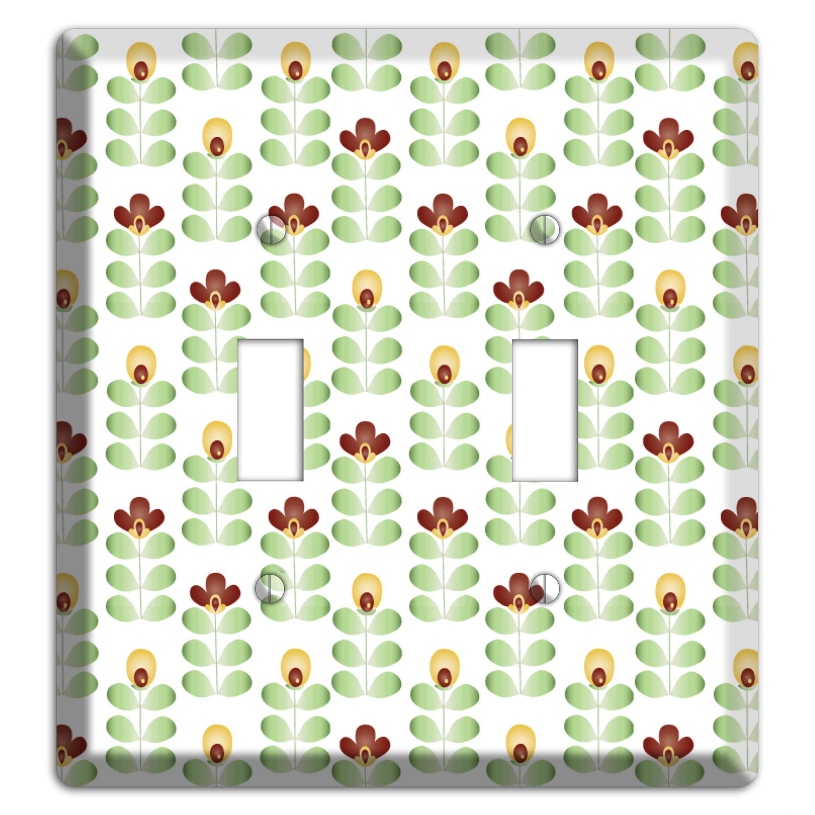 Light Green Deco Floral Half Drop 2 Toggle Wallplate