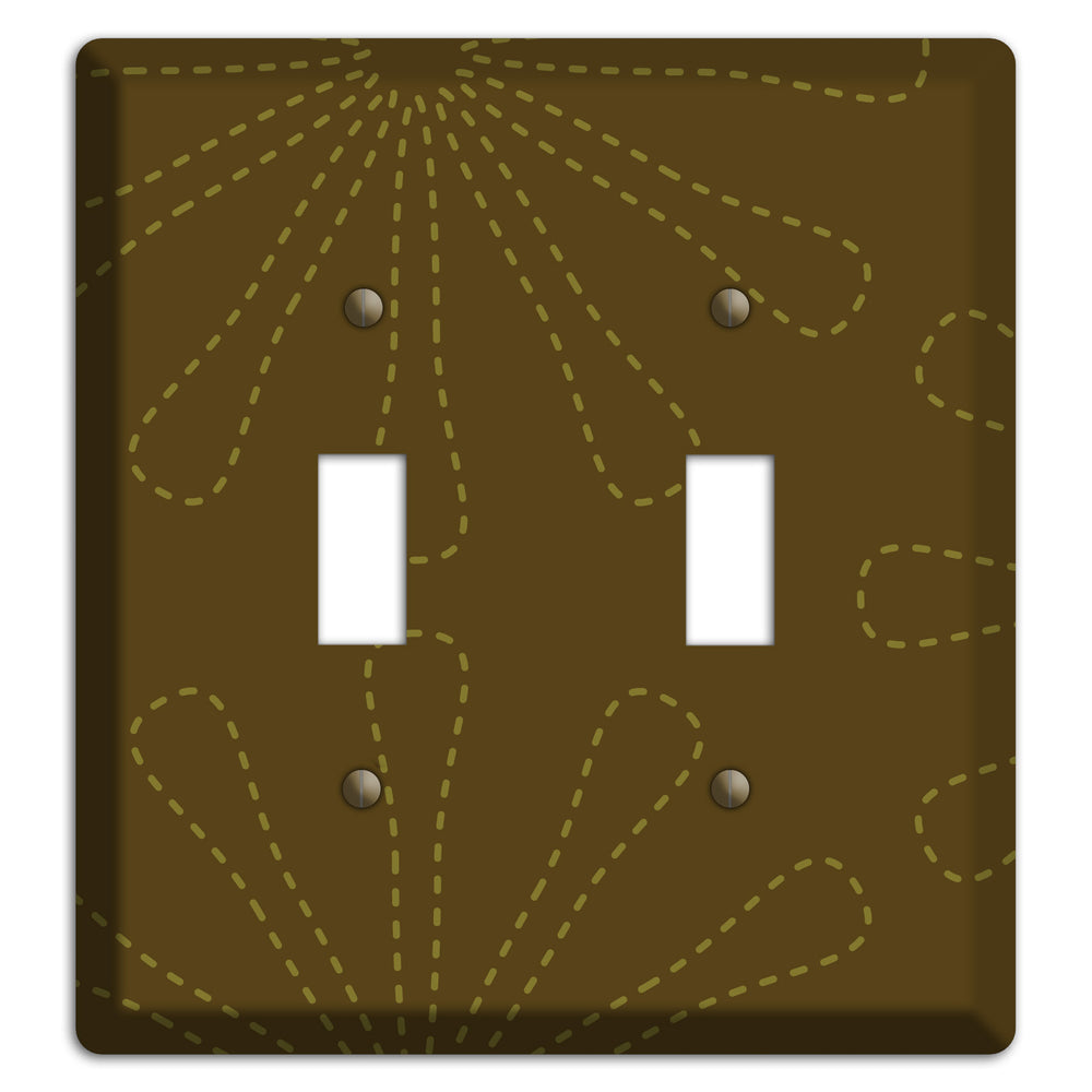 Brown Retro Stipple Floral Contour 2 Toggle Wallplate