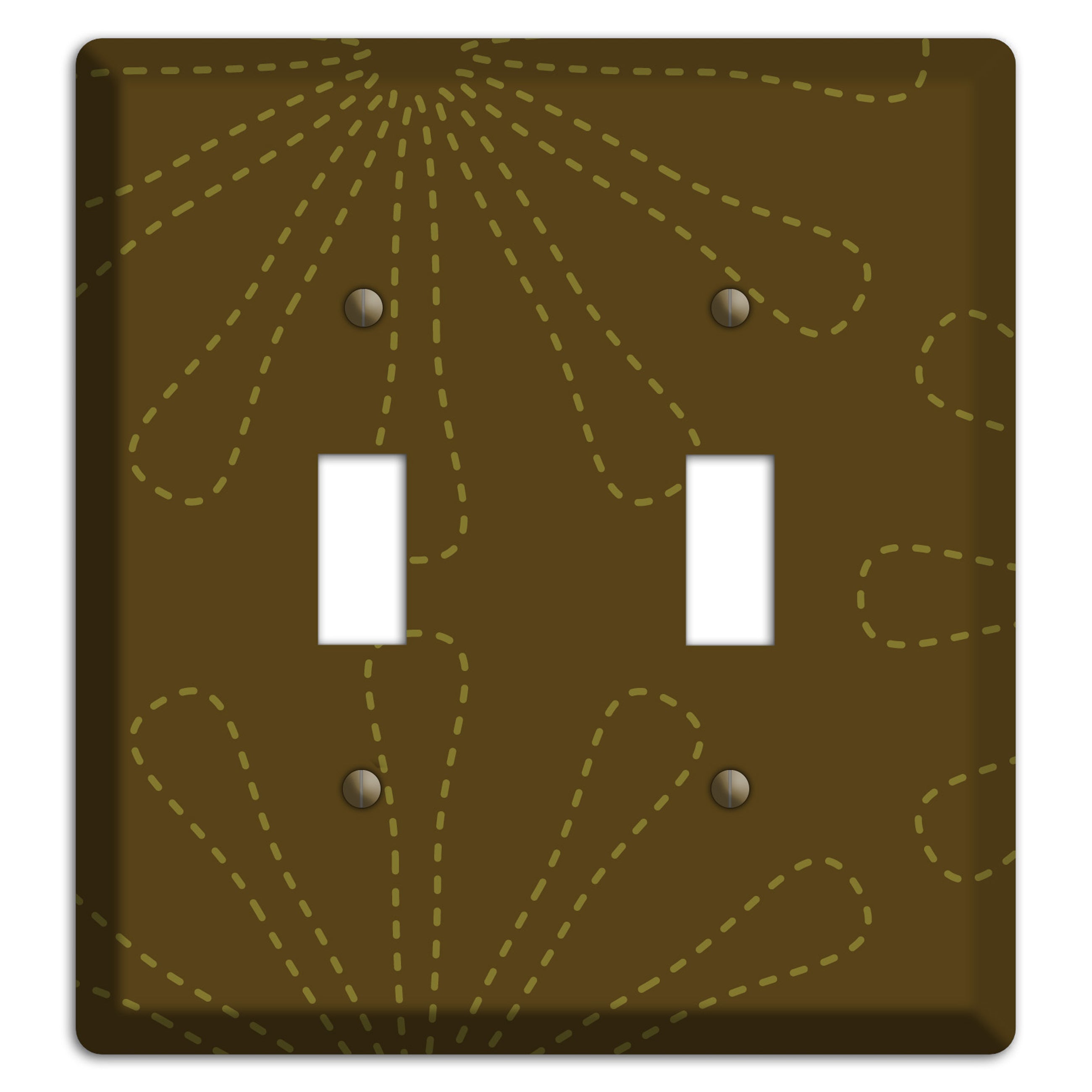 Brown Retro Stipple Floral Contour 2 Toggle Wallplate