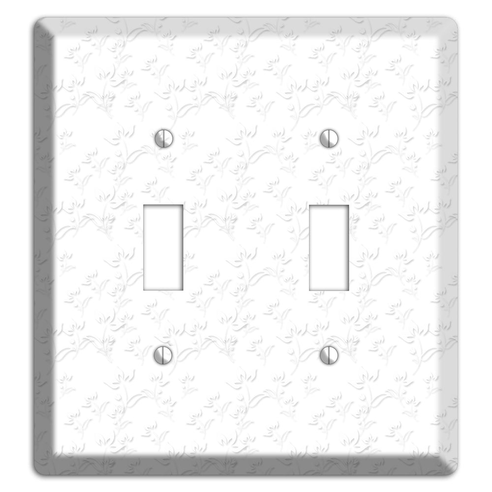 White with Grey Sprig 2 Toggle Wallplate
