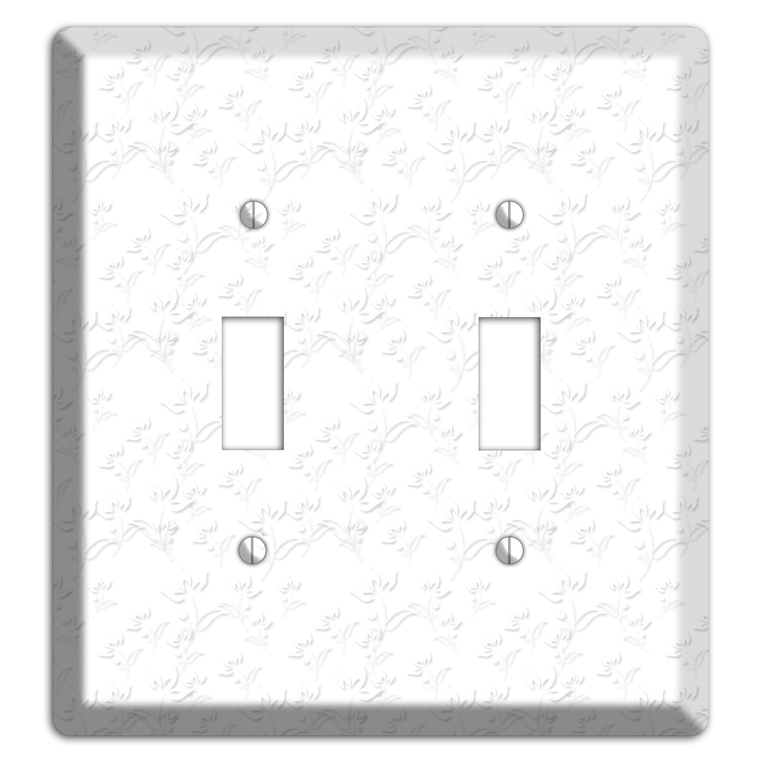 White with Grey Sprig 2 Toggle Wallplate