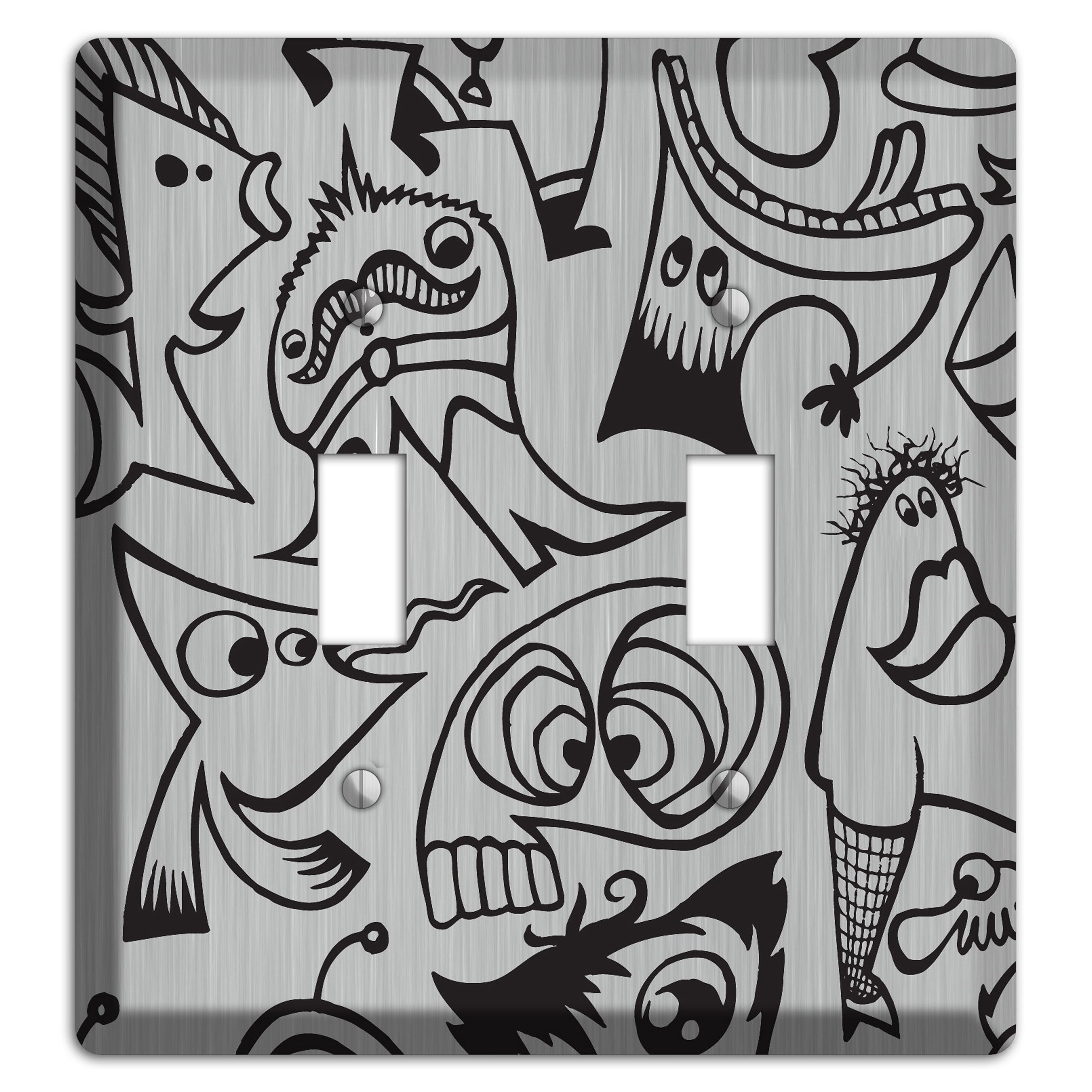 Whimsical Faces 2  Stainless 2 Toggle Wallplate