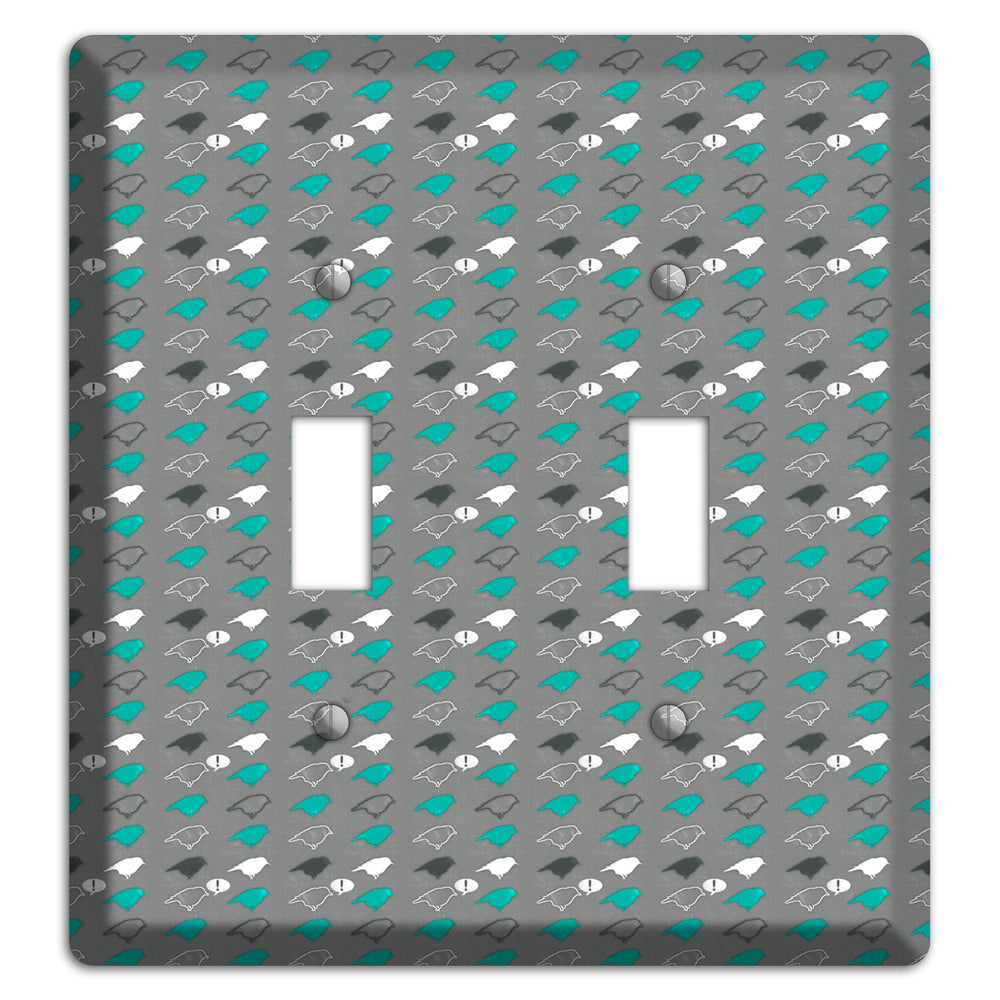 Grey with Small Green Birds 2 Toggle Wallplate