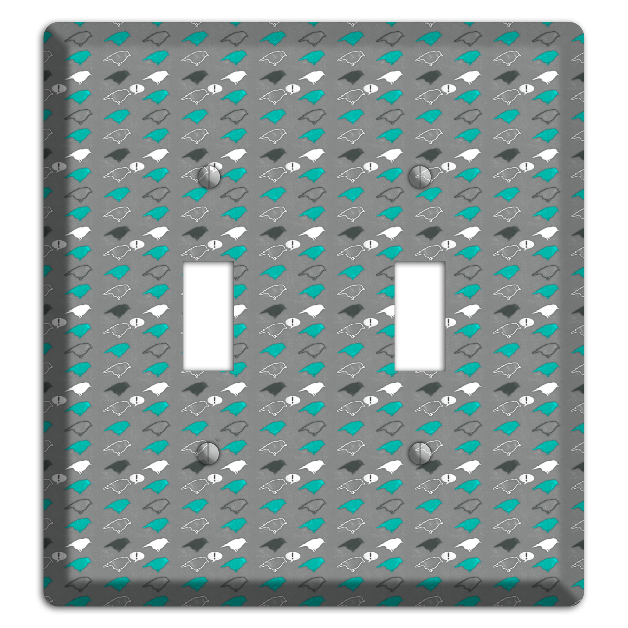 Grey with Small Green Birds 2 Toggle Wallplate