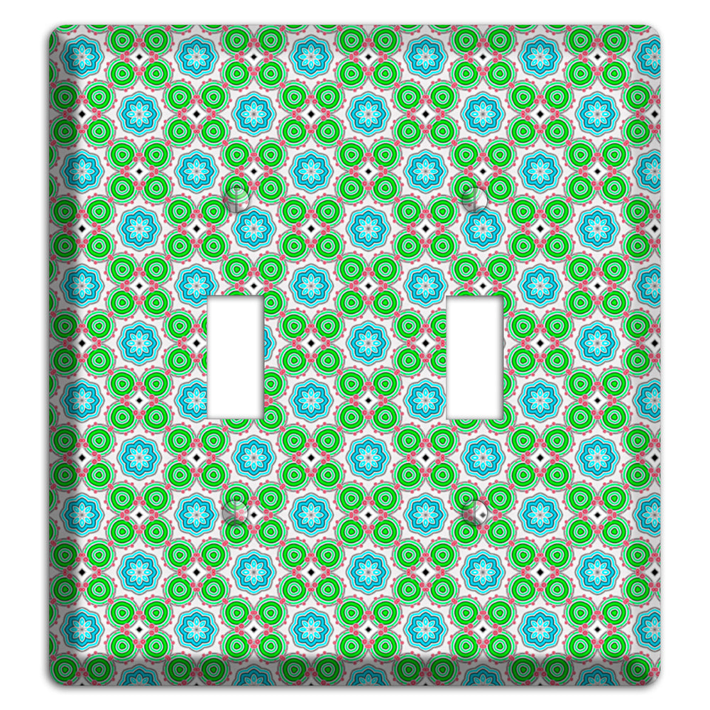 Green and Blue Foulard 2 Toggle Wallplate