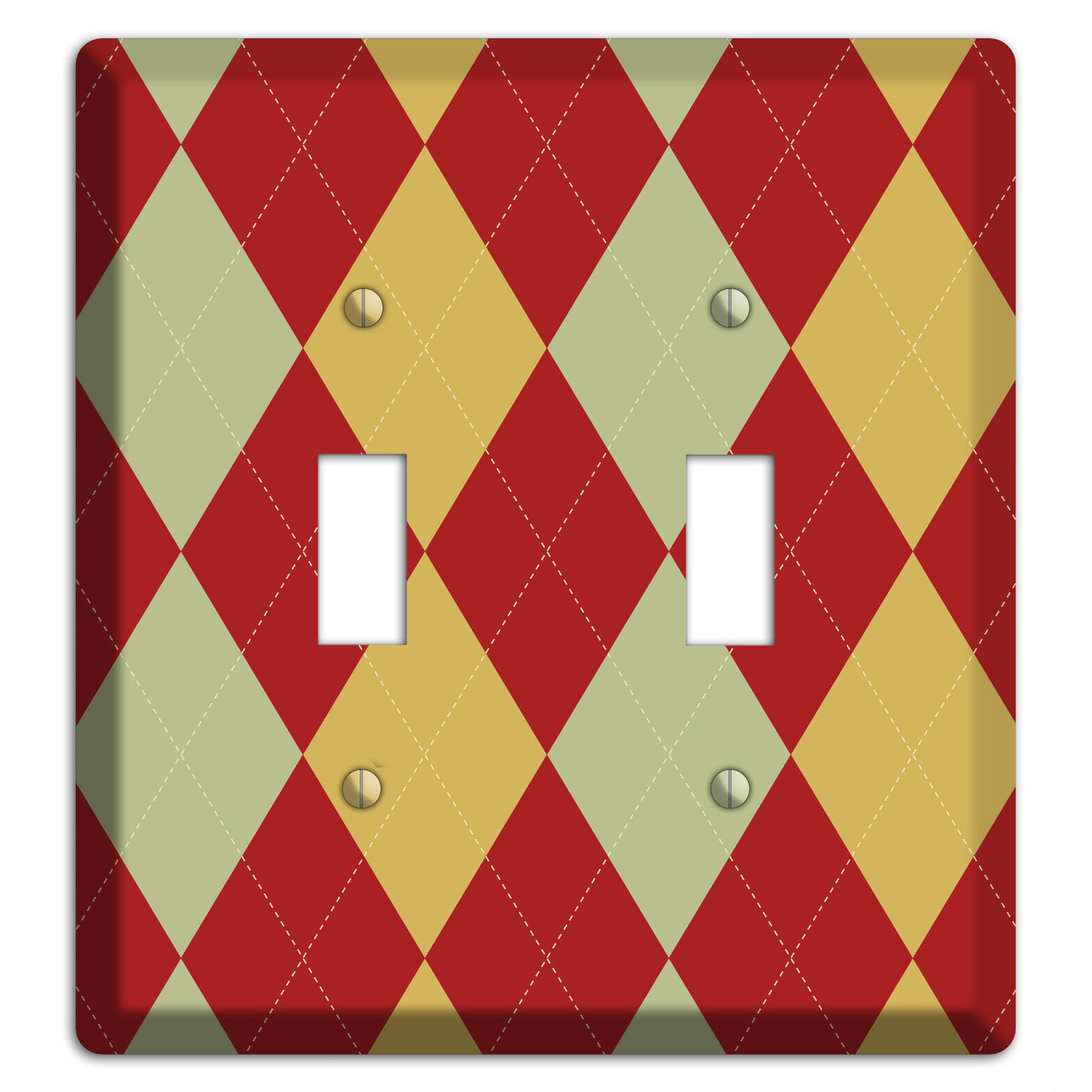 Burnt Orange and Light Green Argyle 2 Toggle Wallplate