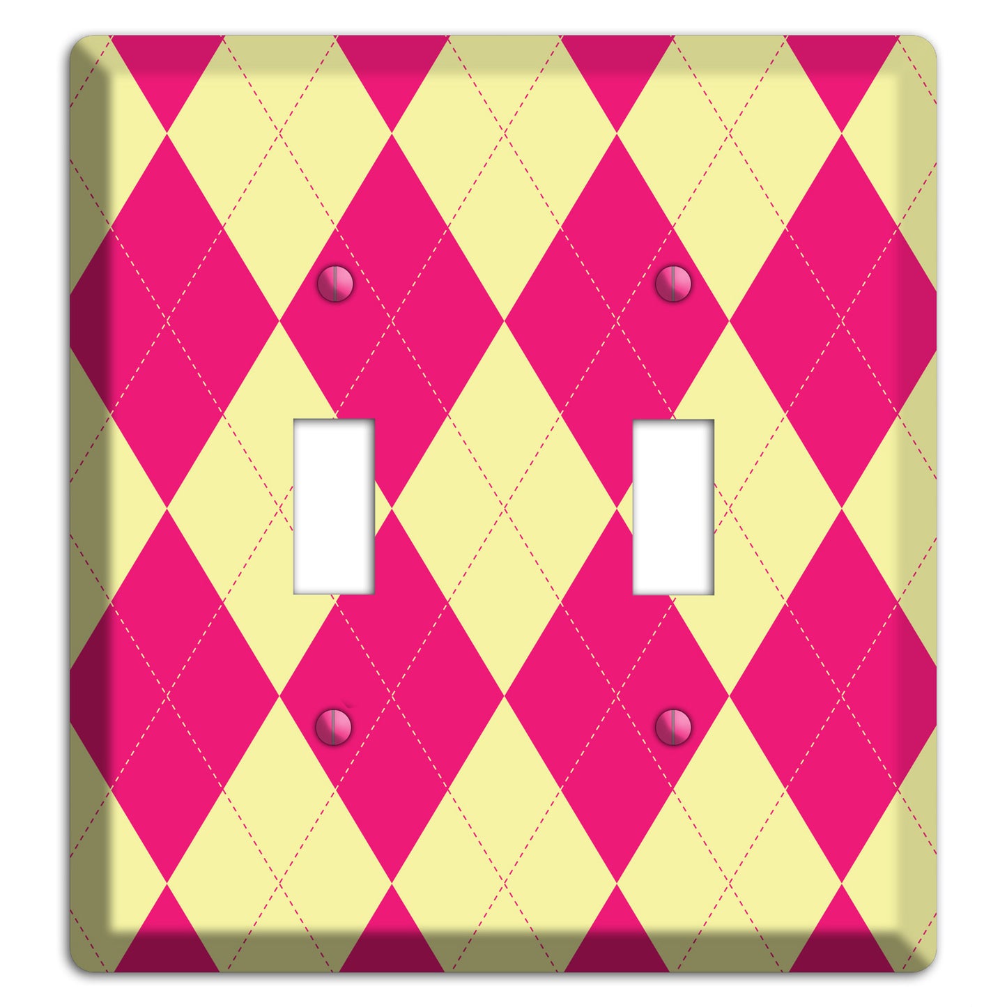Pink and Yellow Argyle 2 Toggle Wallplate
