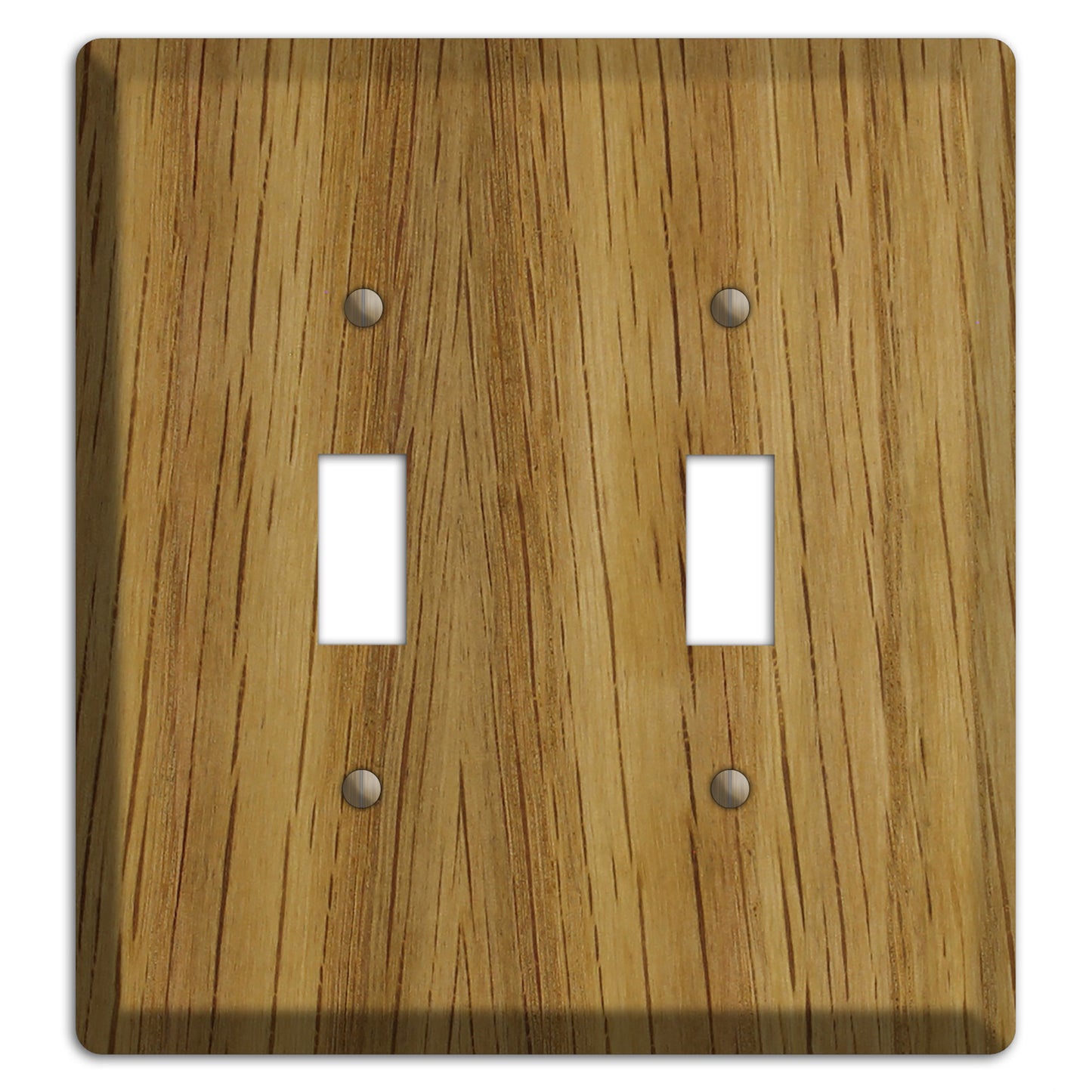 Unfinished White Oak Wood Double Toggle Switchplate