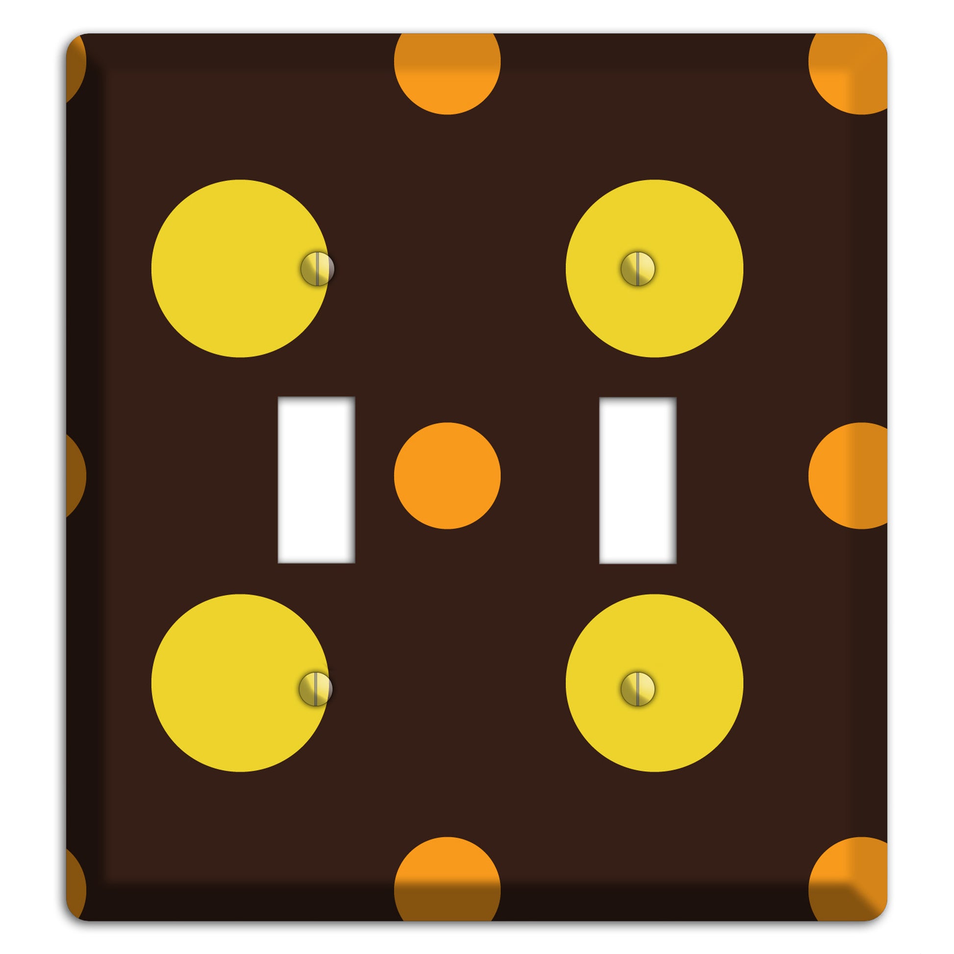 Black with Yellow and Orange Multi Medium Polka Dots 2 Toggle Wallplate