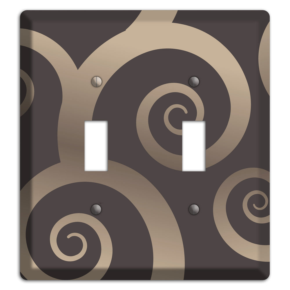 Brown with Beige Large Swirl 2 Toggle Wallplate