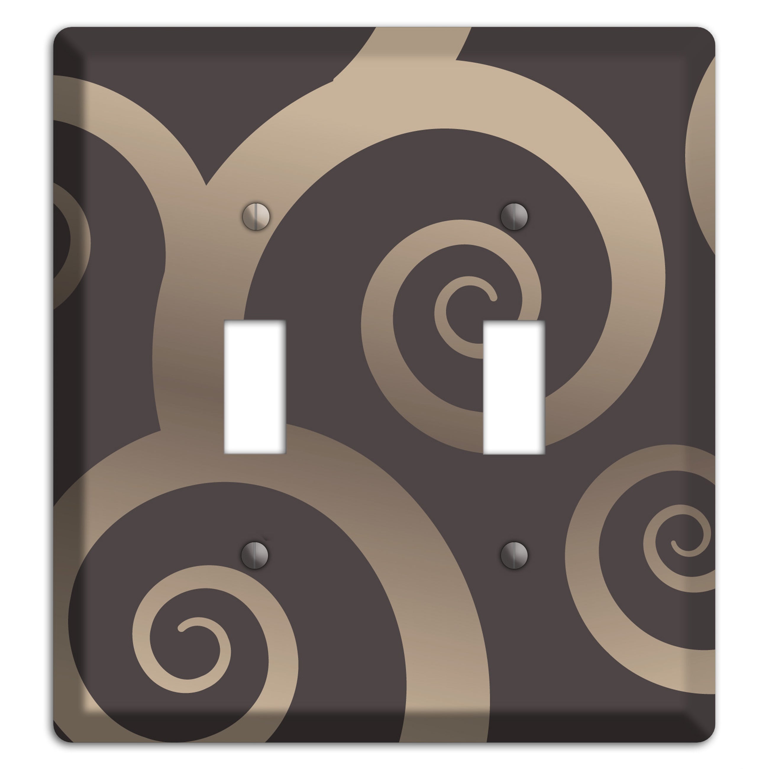 Brown with Beige Large Swirl 2 Toggle Wallplate