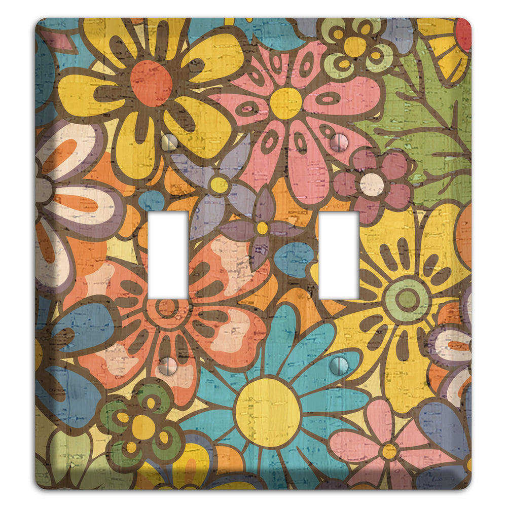 Flower Power Cork 2 Toggle Wallplate