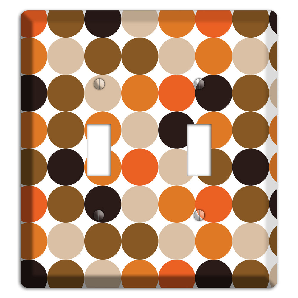 Orange Brown Black Beige Tiled Dots 2 Toggle Wallplate