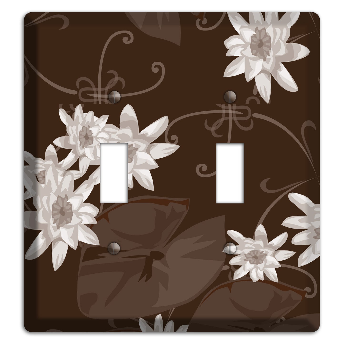 Brown with White Blooms 2 Toggle Wallplate
