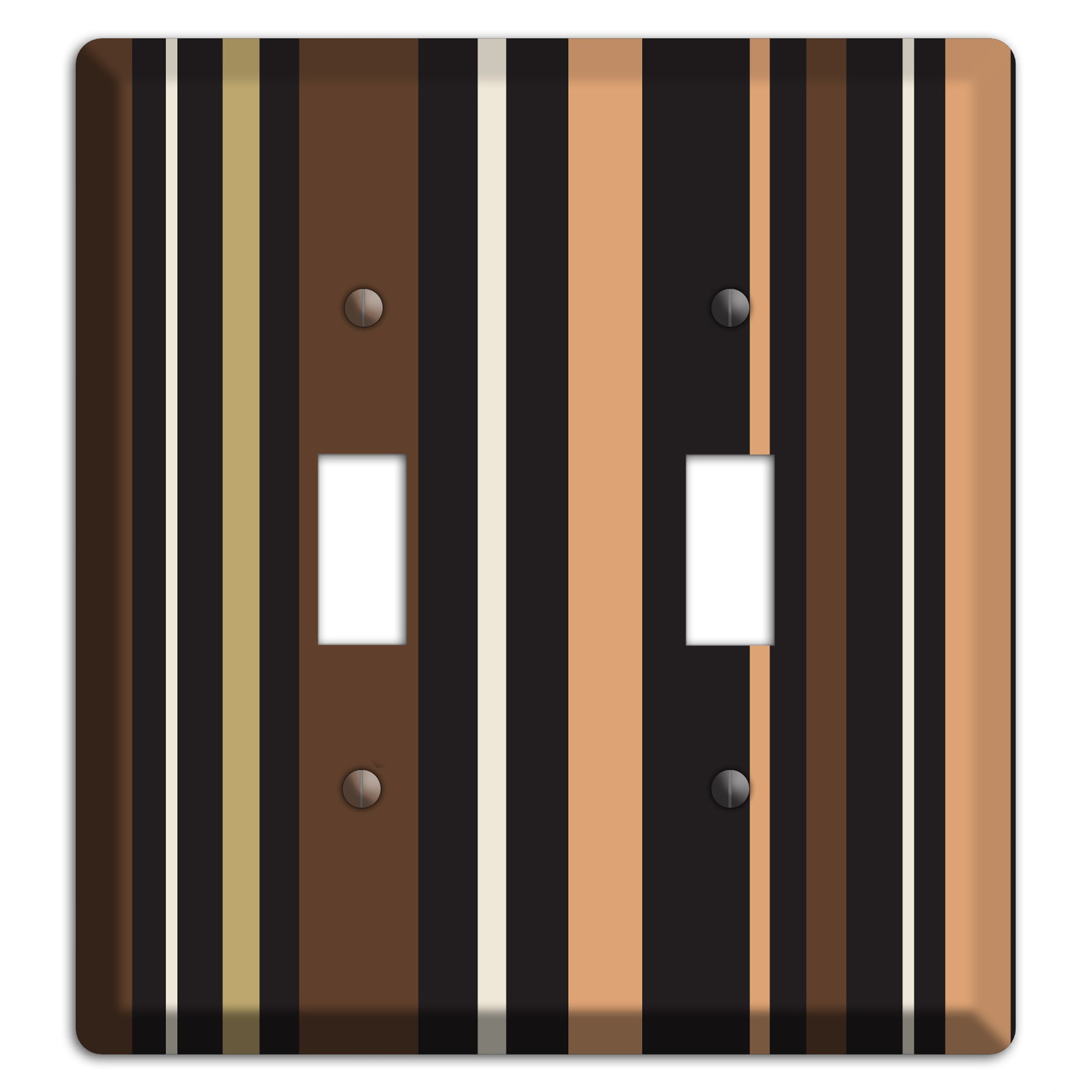 Multi Brown and Coral Vertical Stripe 2 Toggle Wallplate