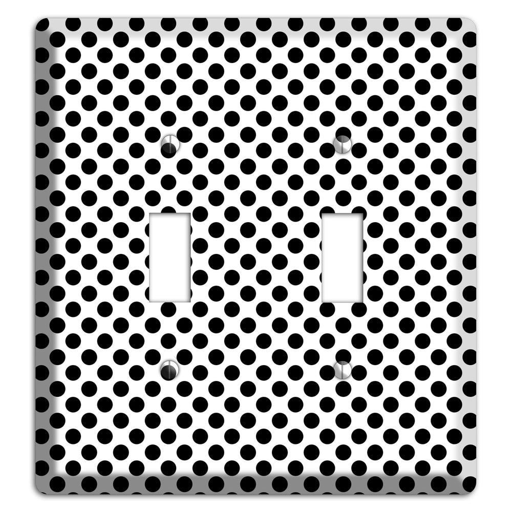 White with Black Packed Small Polka Dots 2 Toggle Wallplate