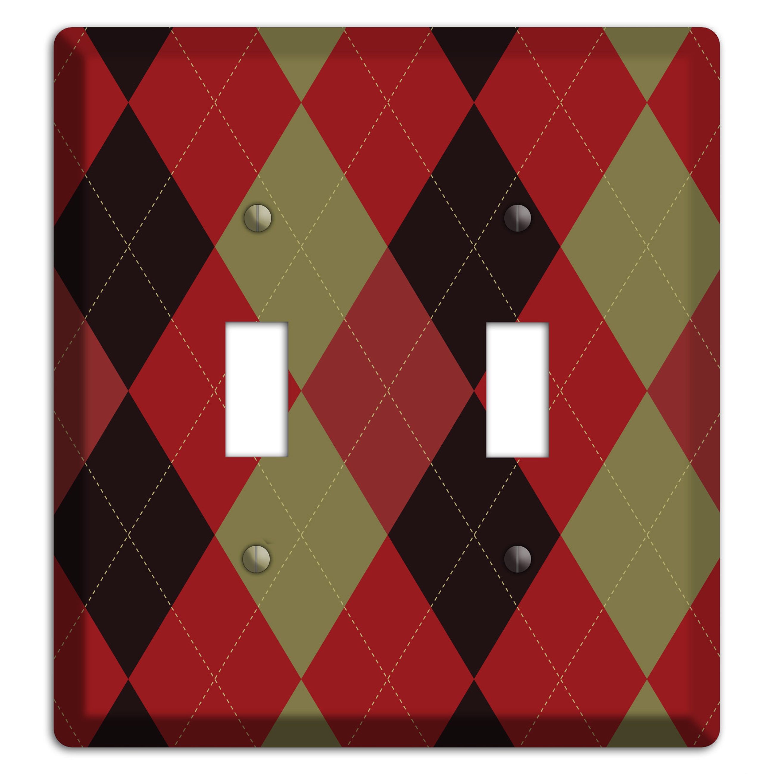 Red Olive Black Argyle 2 Toggle Wallplate