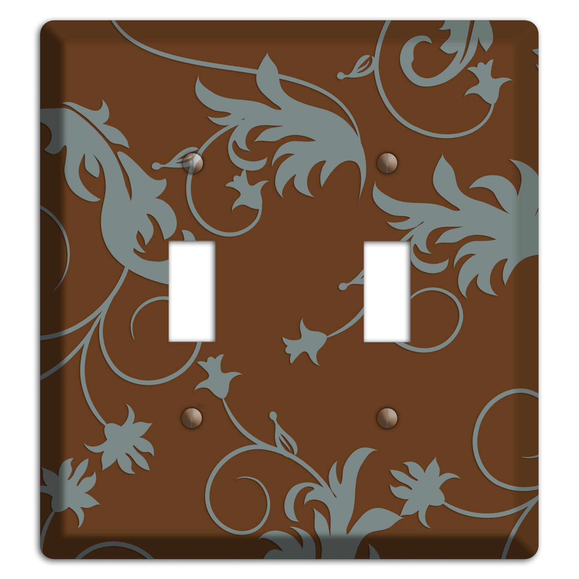 Brown and Grey Victorian Sprig 2 Toggle Wallplate