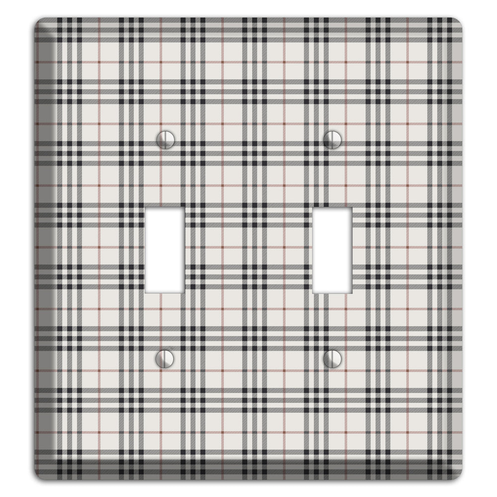 White and Black Plaid 2 Toggle Wallplate