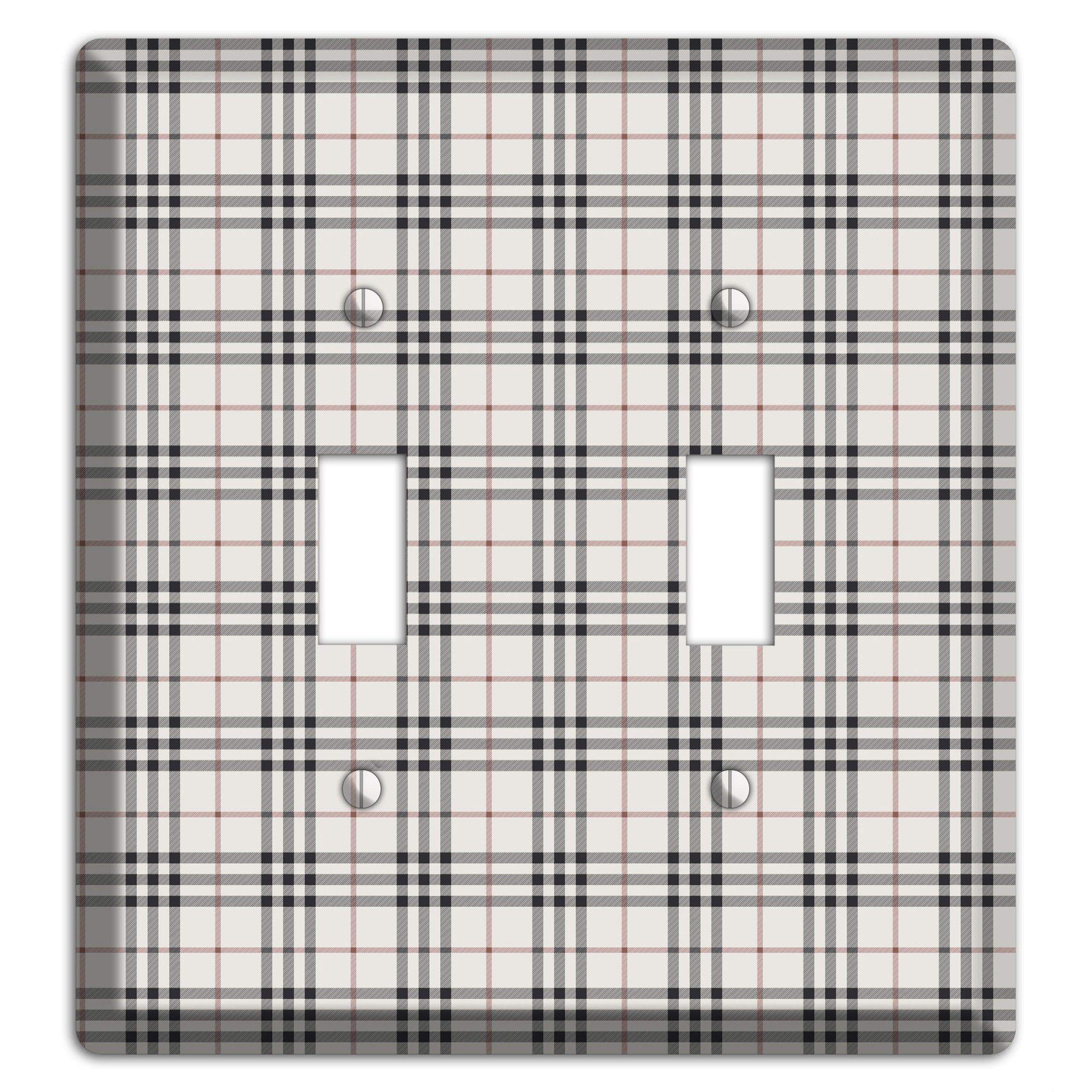 White and Black Plaid 2 Toggle Wallplate
